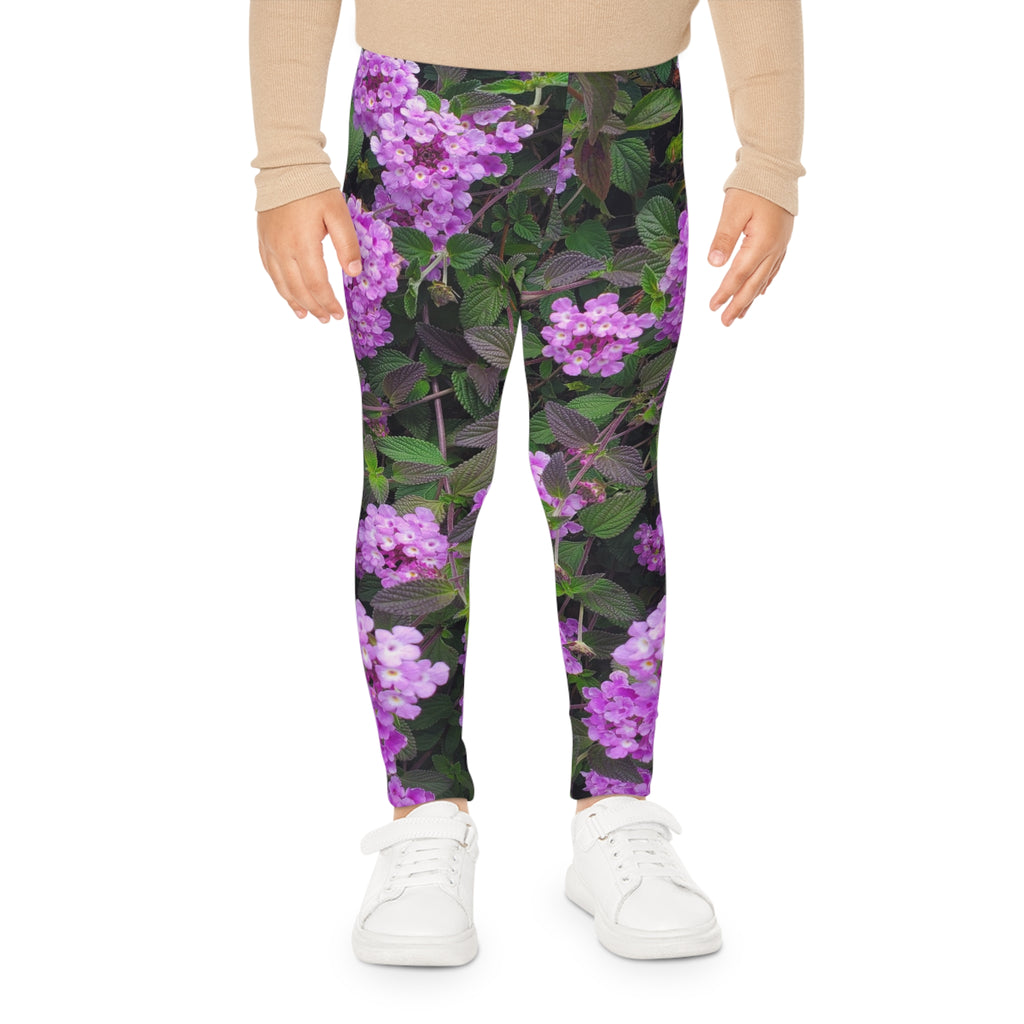 Mallas florales para niñas — Estampado integral de lantana morada