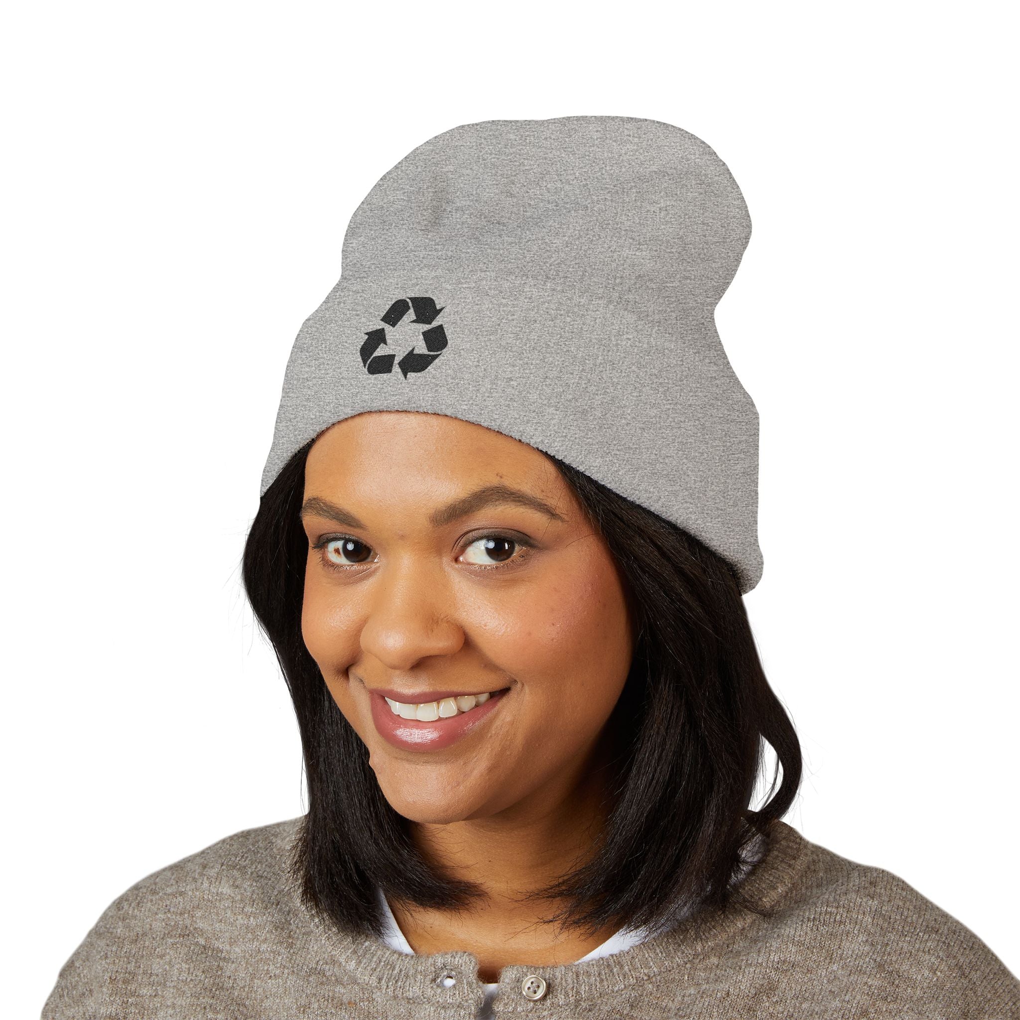 Embroidered Recycle Symbol Cuffed Beanie