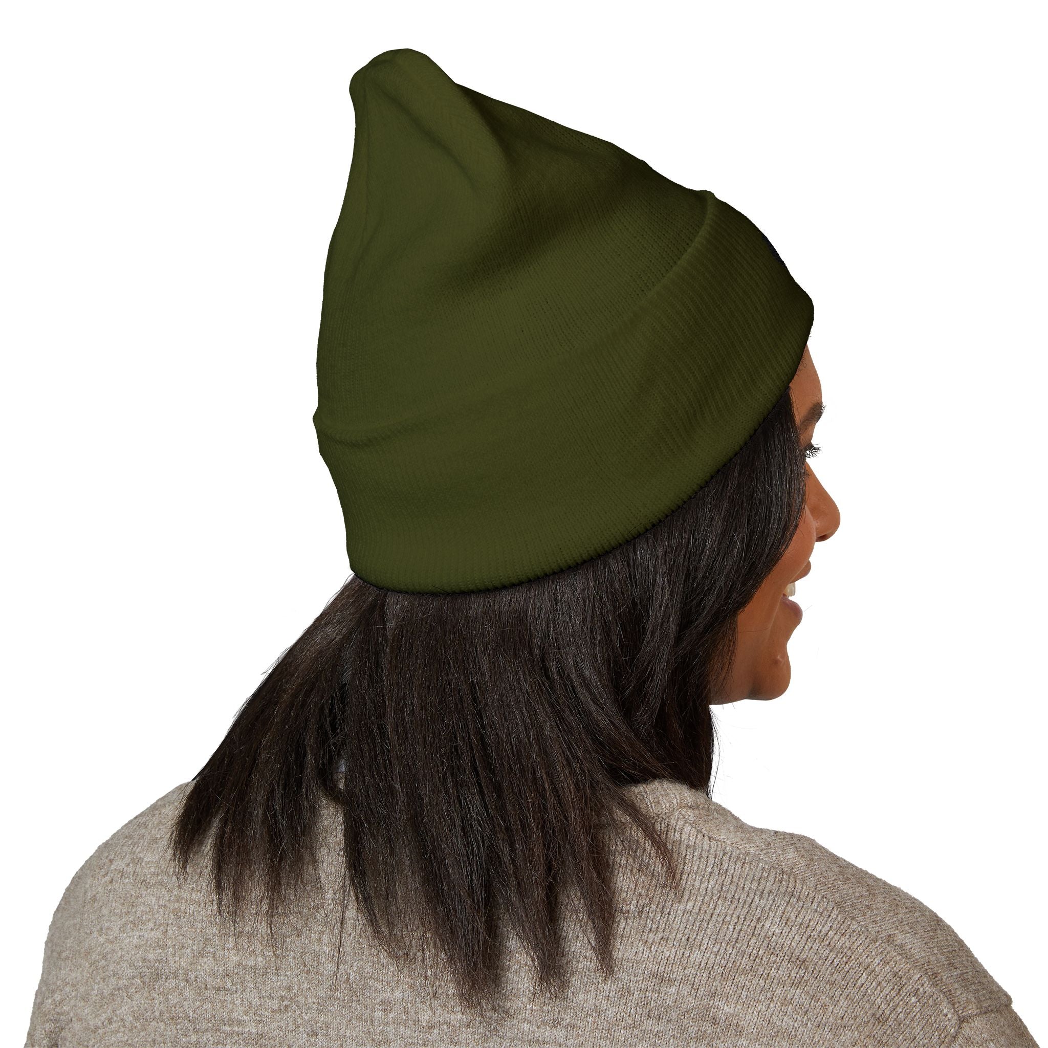 Gorro con puño y símbolo de reciclaje bordado