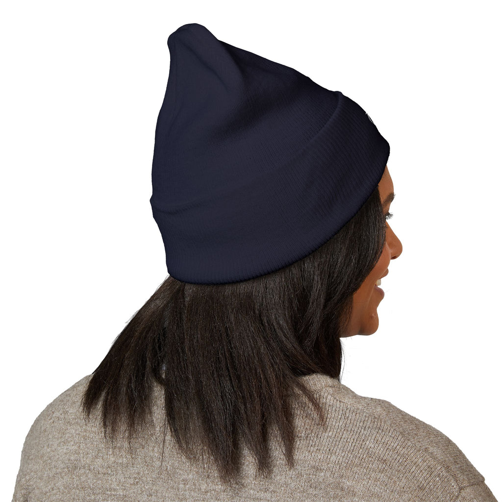 =Embroidered Recycle Symbol Cuffed Beanie (Dark Colors)