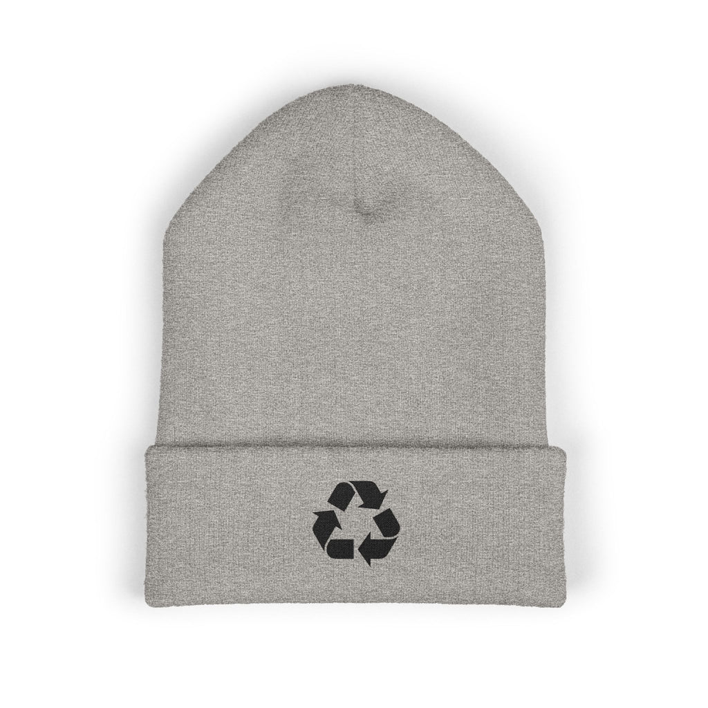 Gorro con puño y símbolo de reciclaje bordado