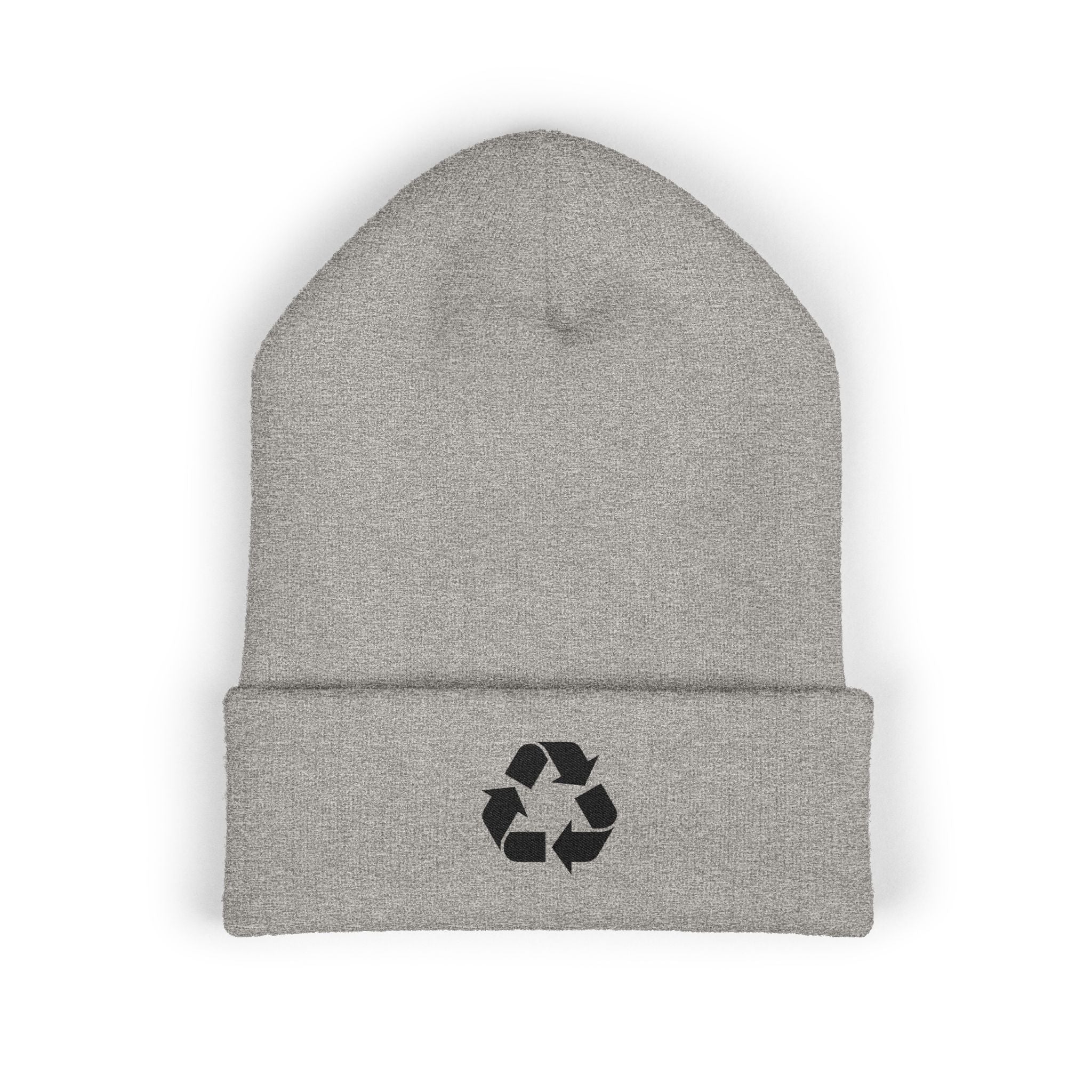 Gorro con puño y símbolo de reciclaje bordado