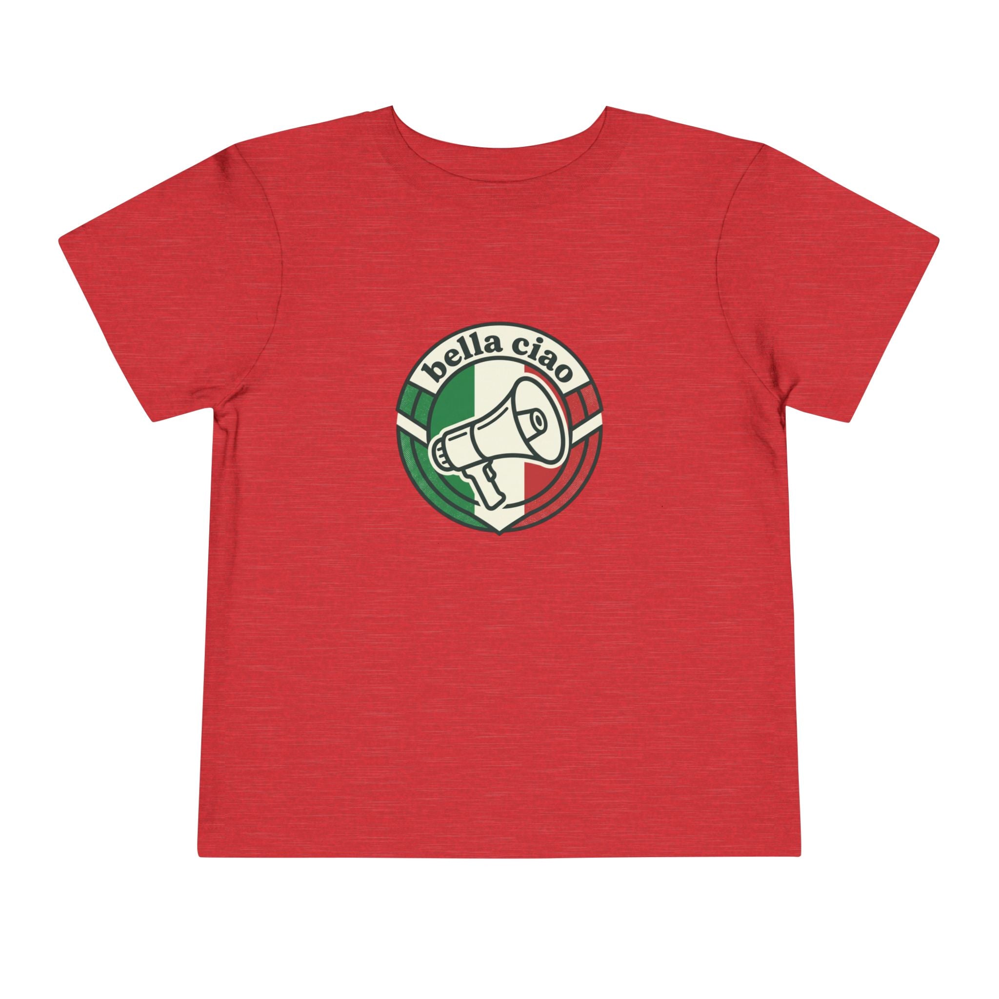 Camiseta de niño pequeño • Gráfico de megáfono con bandera italiana "Bella Ciao"