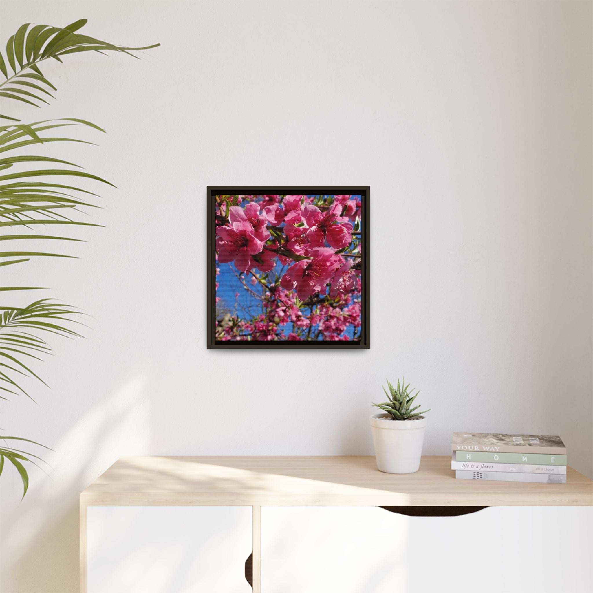 Pink Peach Blossom Framed Canvas Print