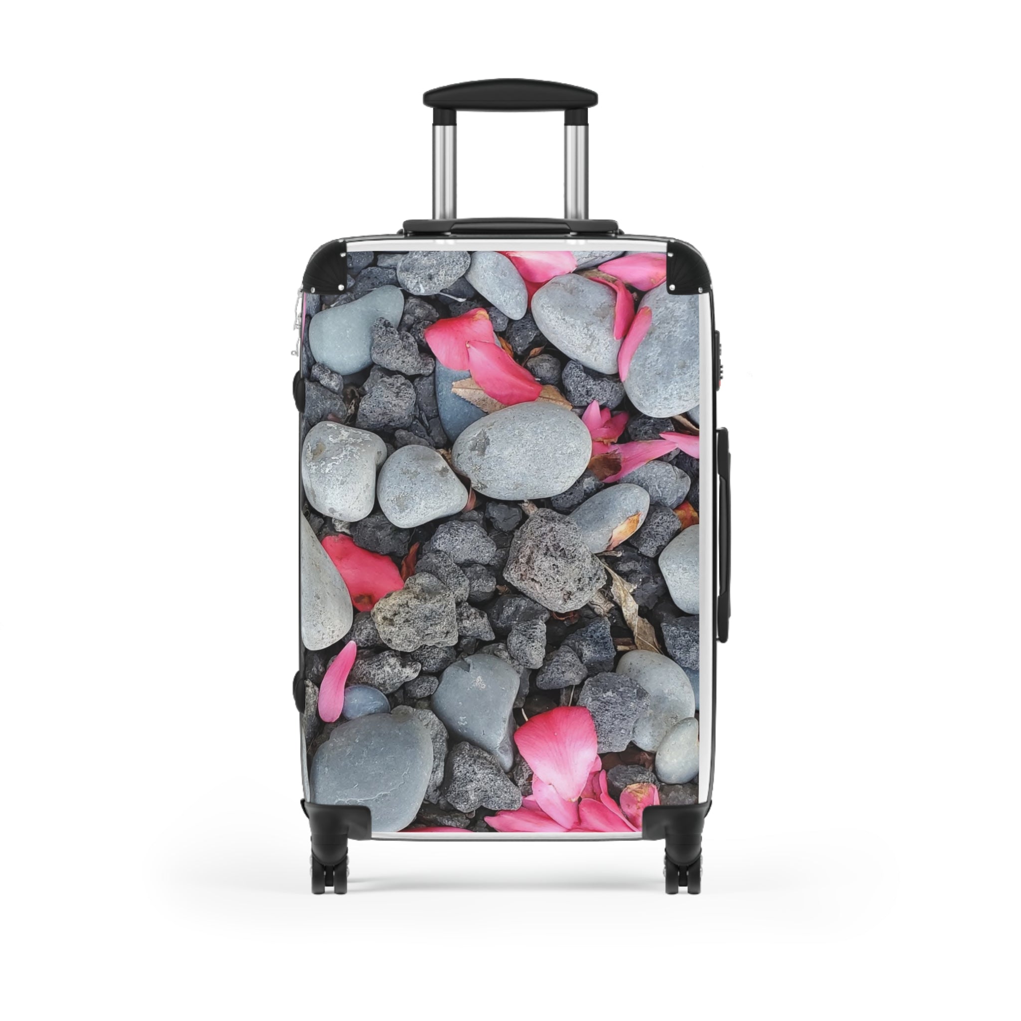Pebble & Pink Petals Carry-On Suitcase — Floral Beach Luggage