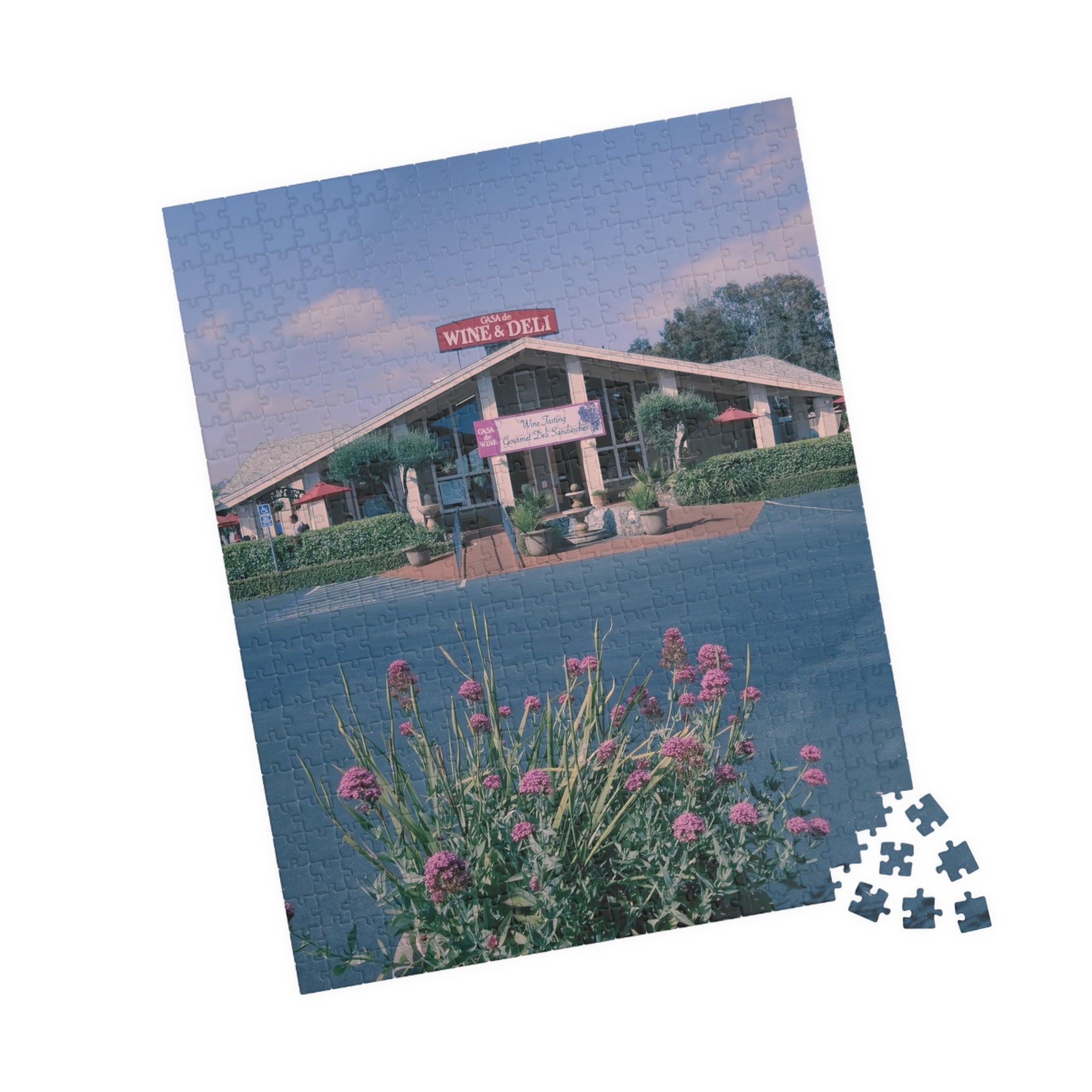 Vintage Oceanside Pavilion Photo Puzzle, 110-1014 Piece Jigsaw | Scenic Floral Foreground