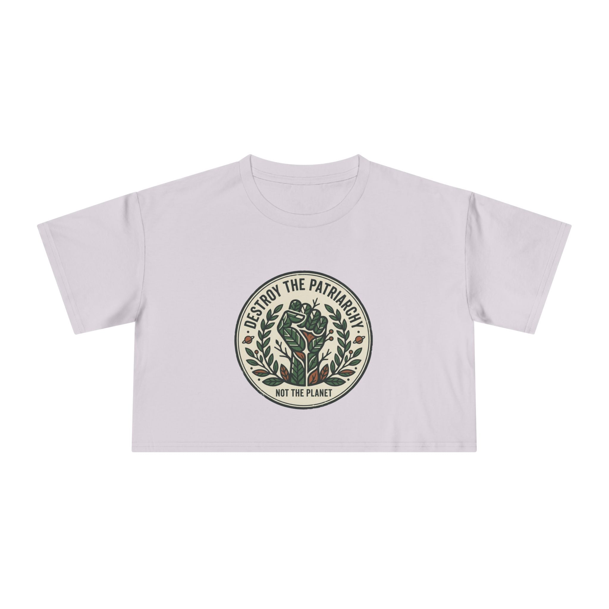 Destroy The Patriarchy Rose Emblem Crop Tee | Feminist slogan, eco message