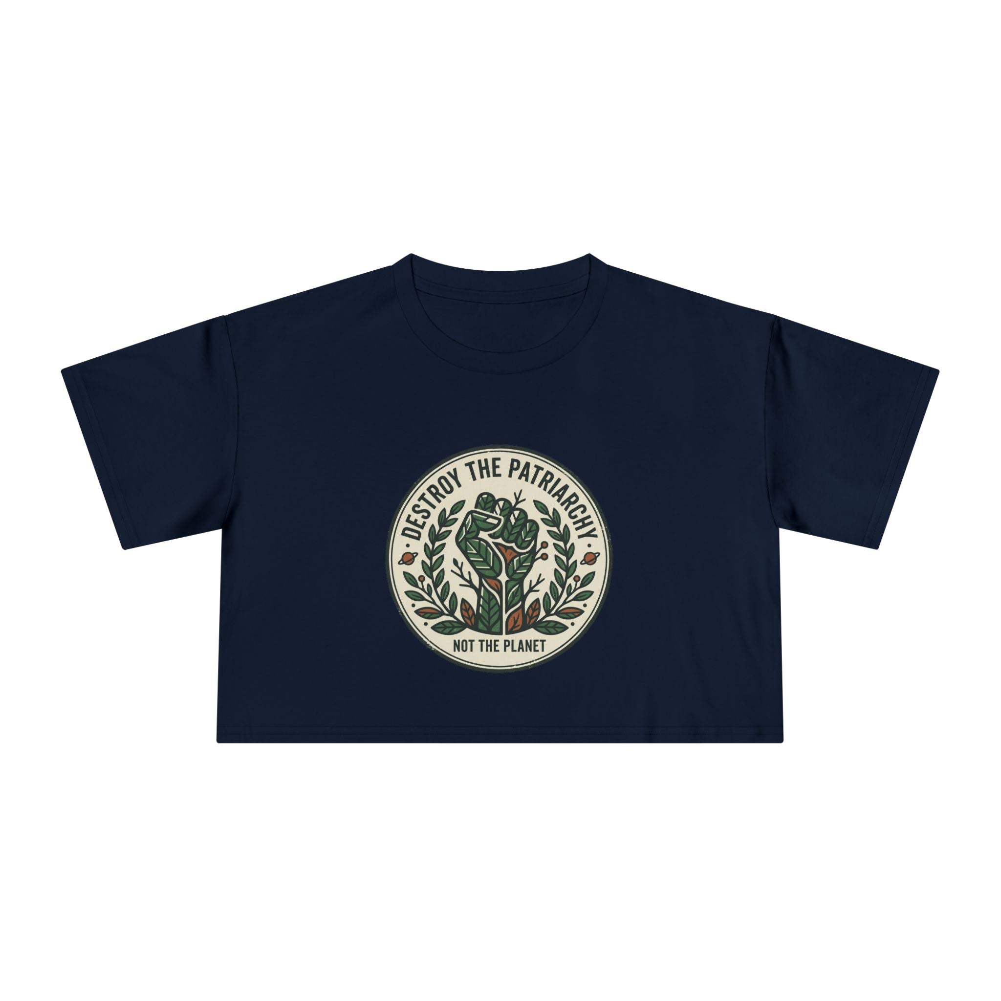 Destroy The Patriarchy Rose Emblem Crop Tee | Feminist slogan, eco message