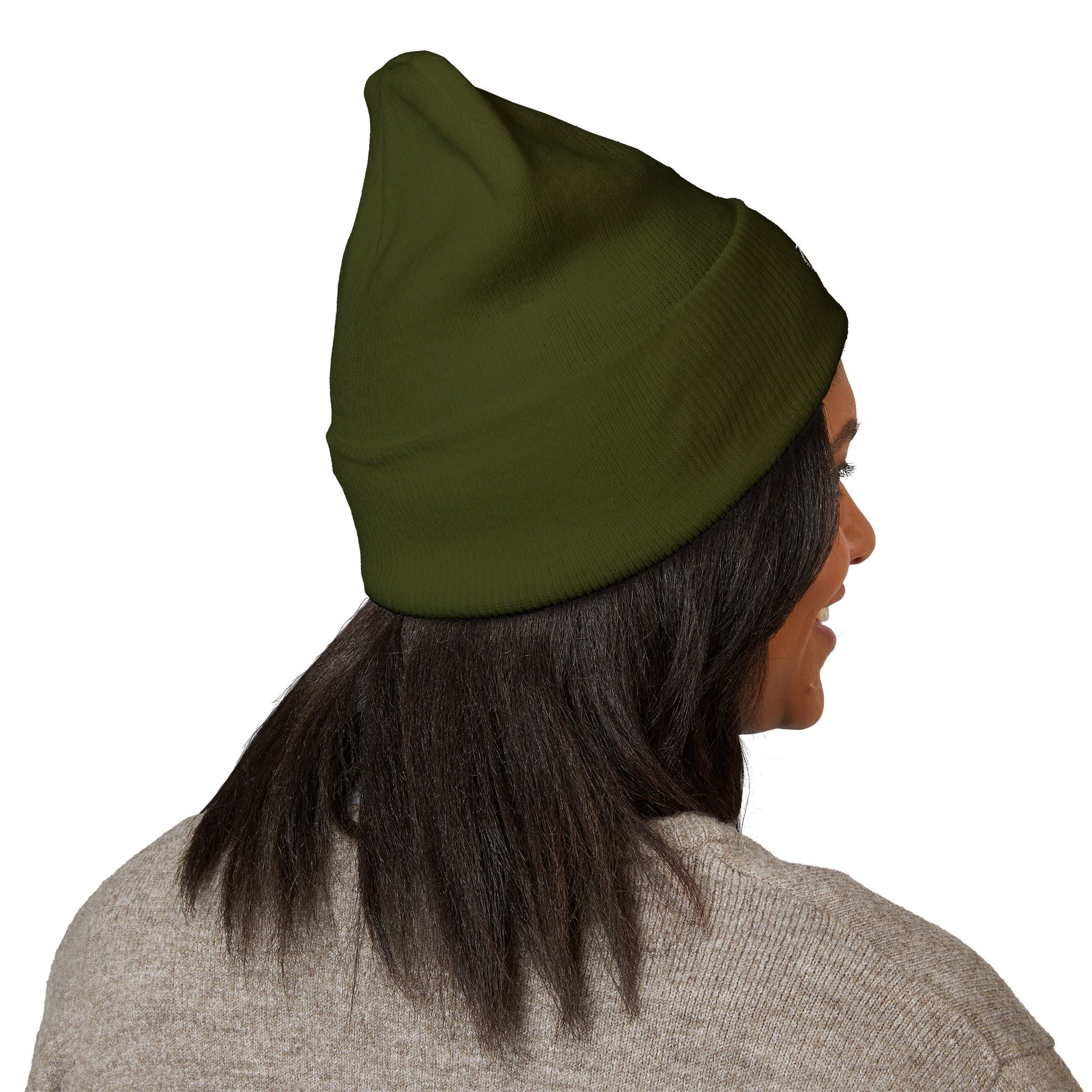 =Embroidered Recycle Symbol Cuffed Beanie (Dark Colors)