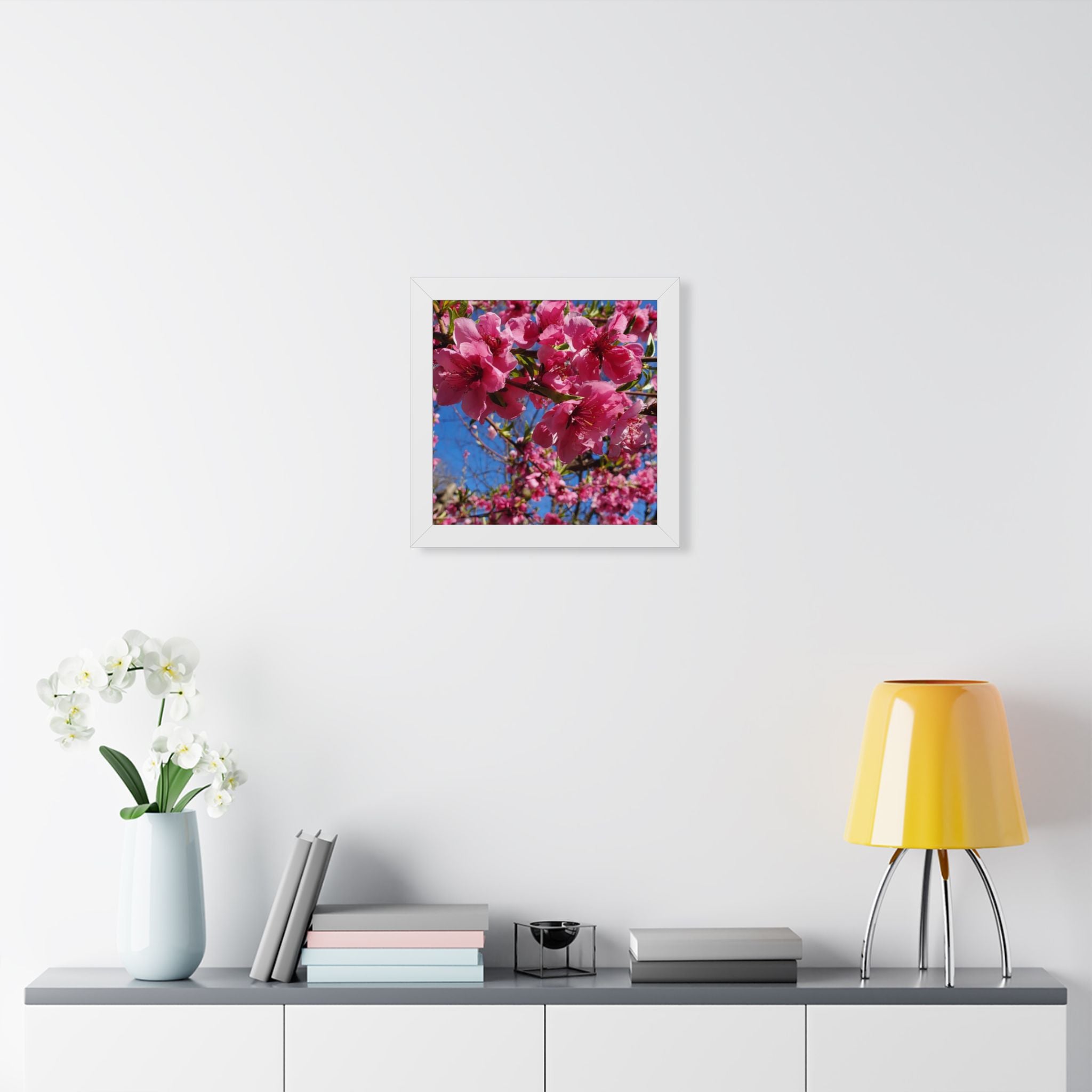 Pink Peach Blossom Photo Framed Poster | Floral Wall Art