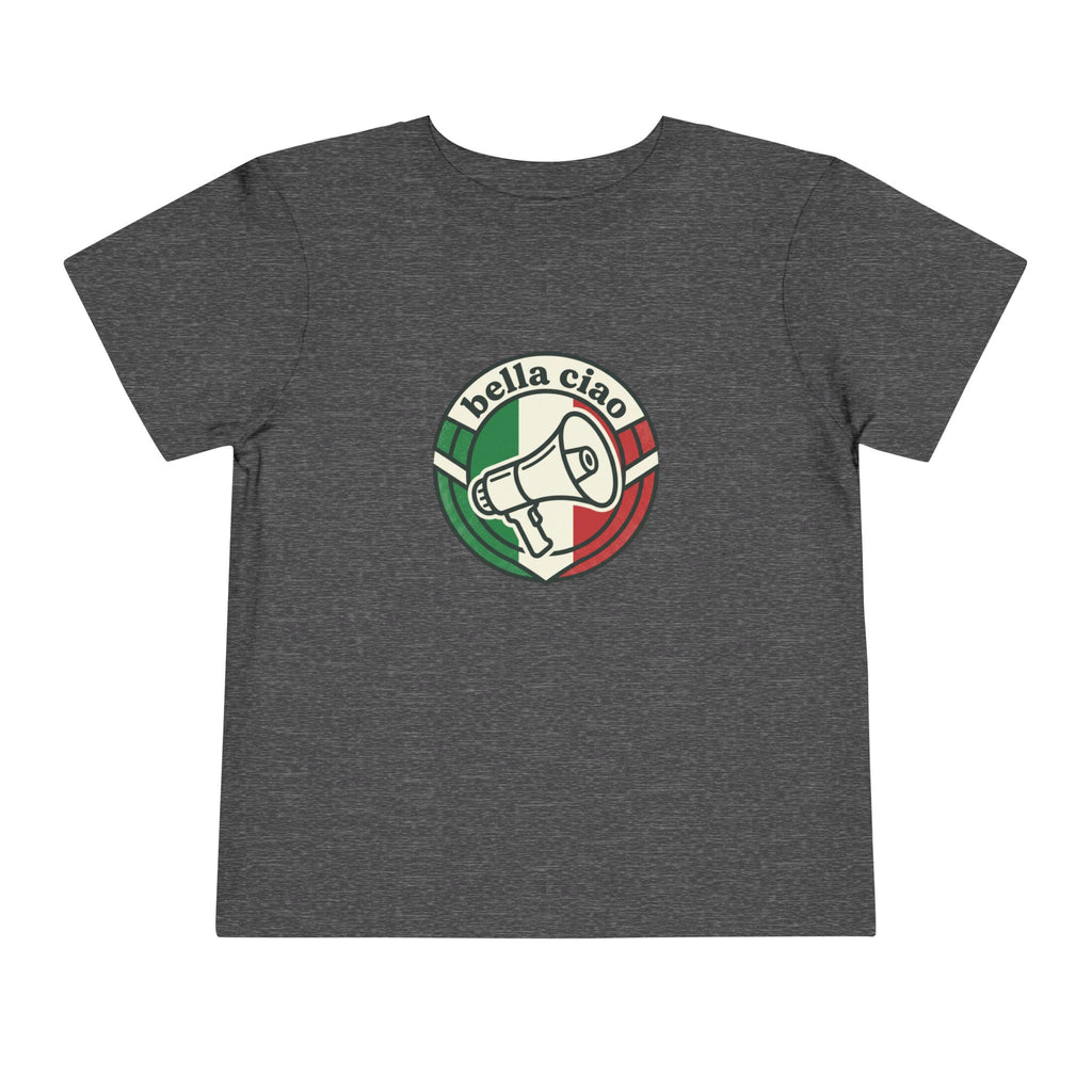 Camiseta de niño pequeño • Gráfico de megáfono con bandera italiana "Bella Ciao"