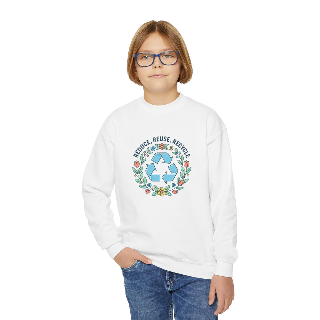 Sudadera Juvenil Cuello Redondo Floral Reduce Reutiliza Recicla