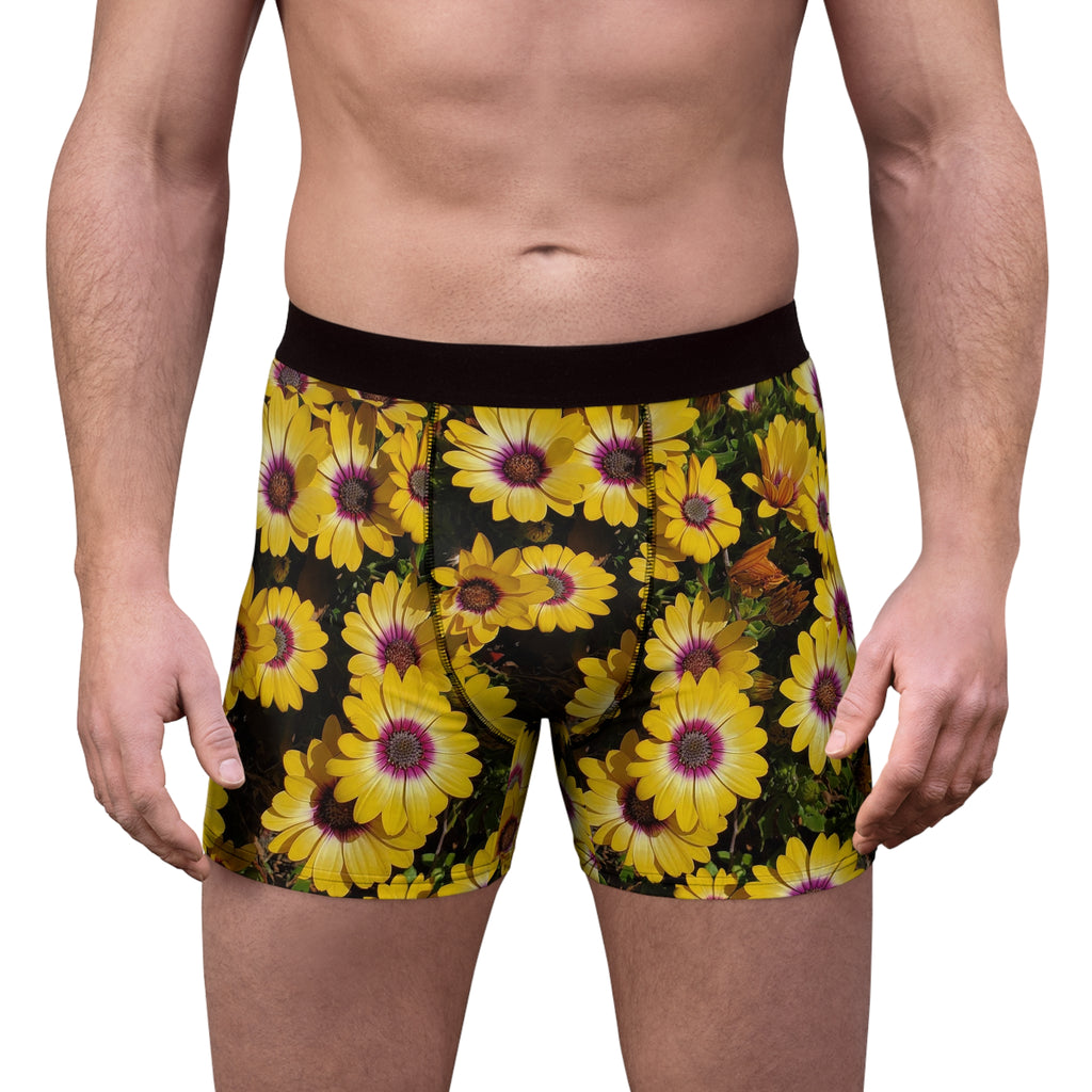Bóxer tipo calzoncillo con estampado floral de margaritas amarillas | Estampado completo