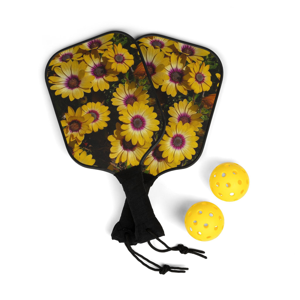 Pickleball Paddles Set – Yellow Daisy Floral Pickleball Kit (2 Paddles + Balls)
