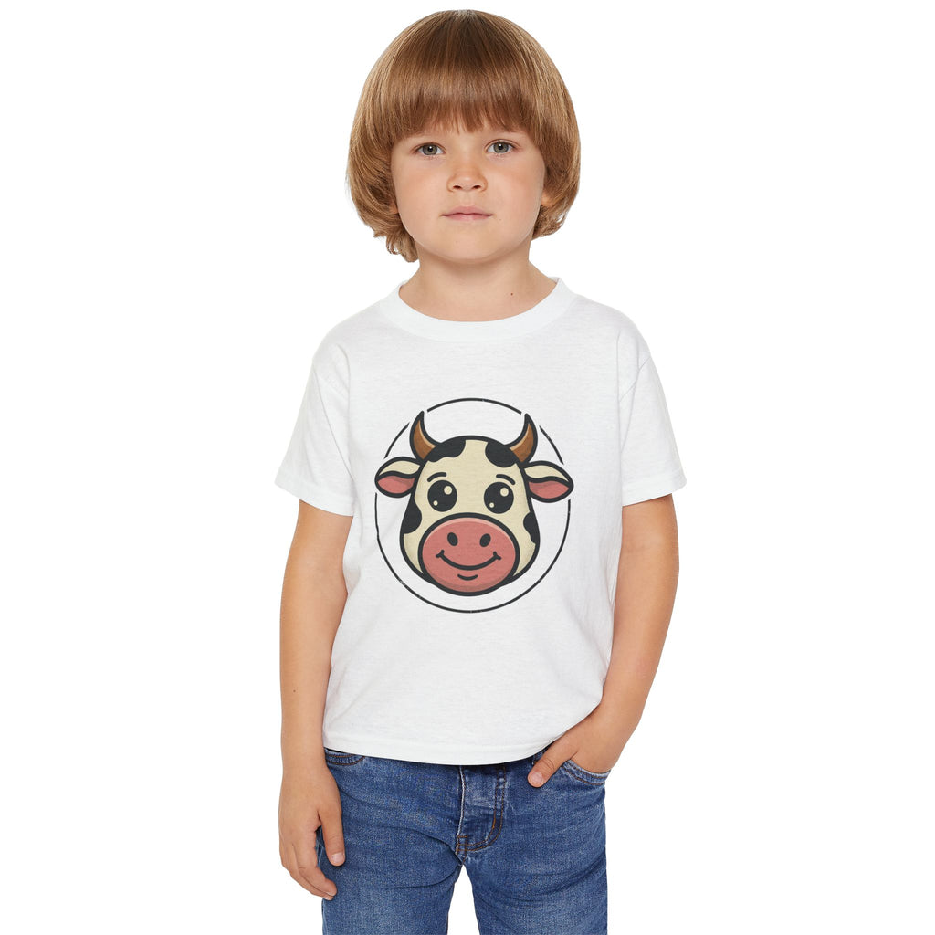 Camiseta de niño con cara de vaca sonriente | Linda camiseta de animal de granja