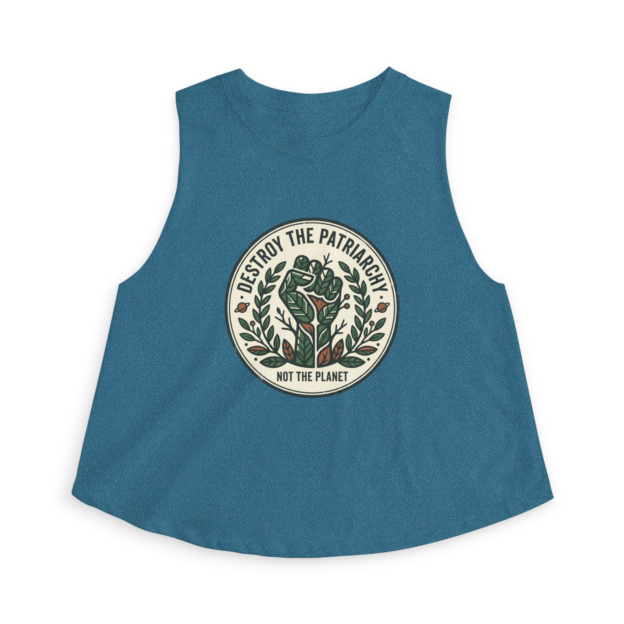Crop Top - "Destroy the Patriarchy, Not the Planet" Eco-Feminist Graphic Tank