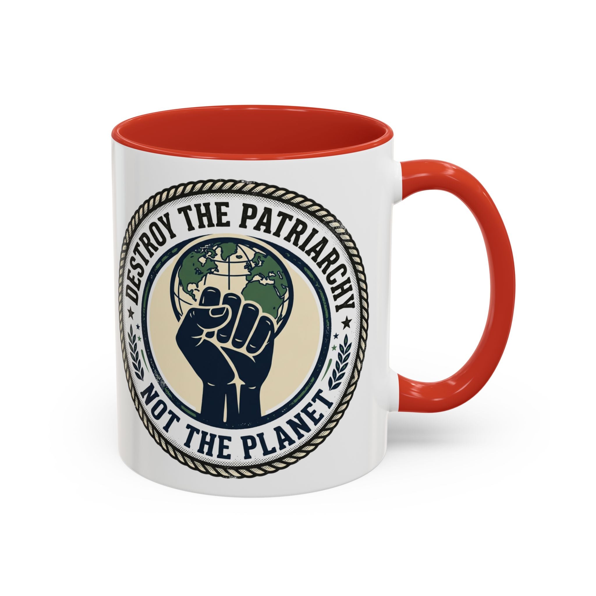 Destroy the Patriarchy Not the Planet Coffee Mug – Feminist Eco Justice Accent Mug (11/15oz)