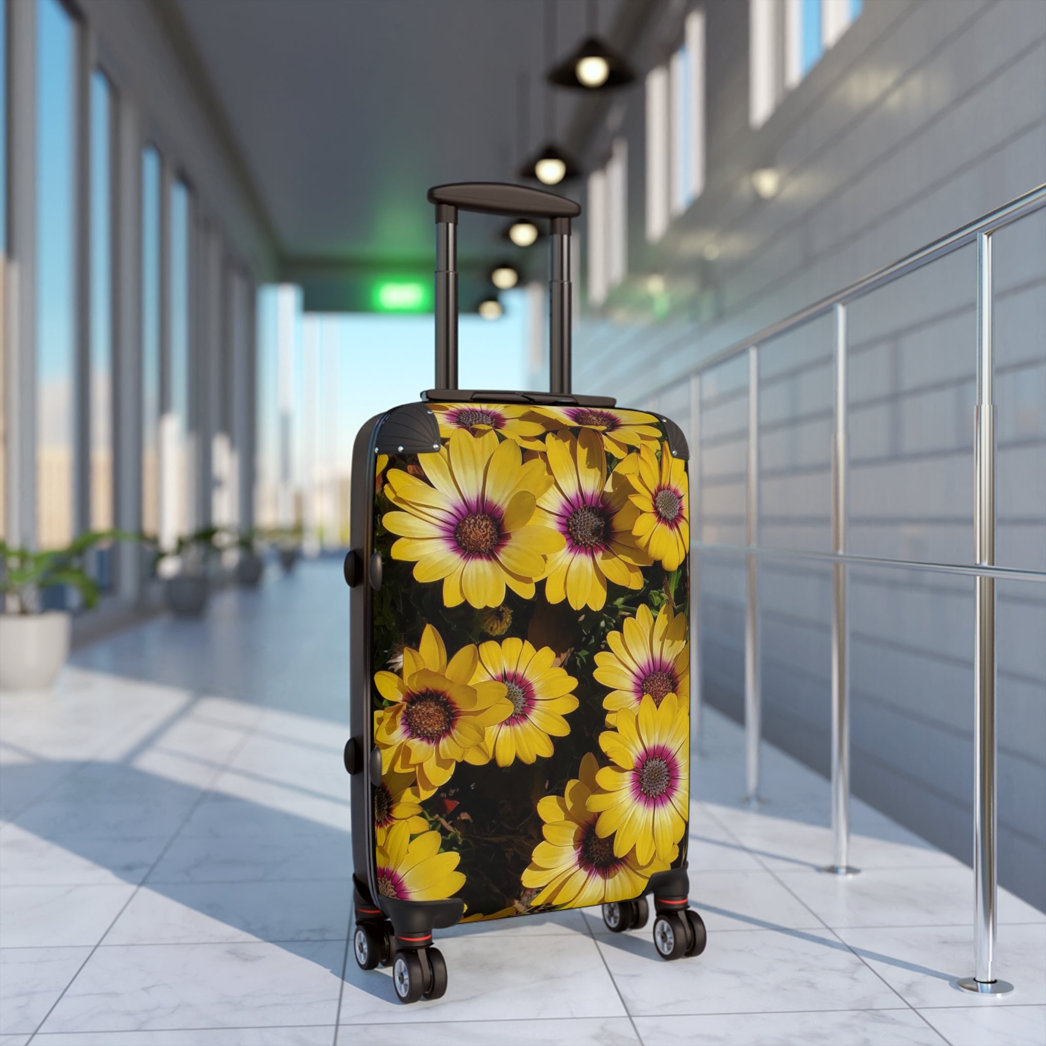 Yellow Daisy Floral Suitcase | Bright Flower Luggage