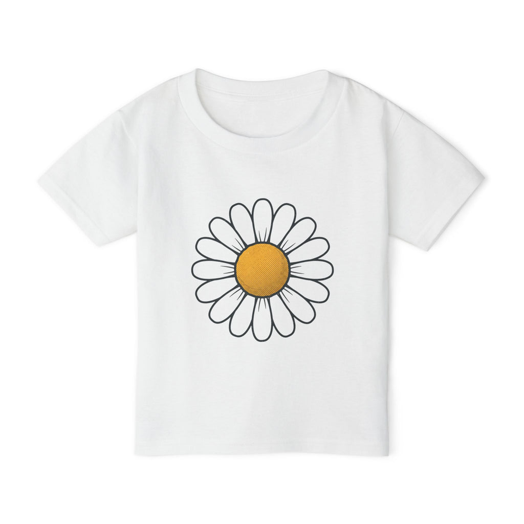 Bonita camiseta para niños pequeños con margaritas — Camiseta con estampado floral alegre para niños