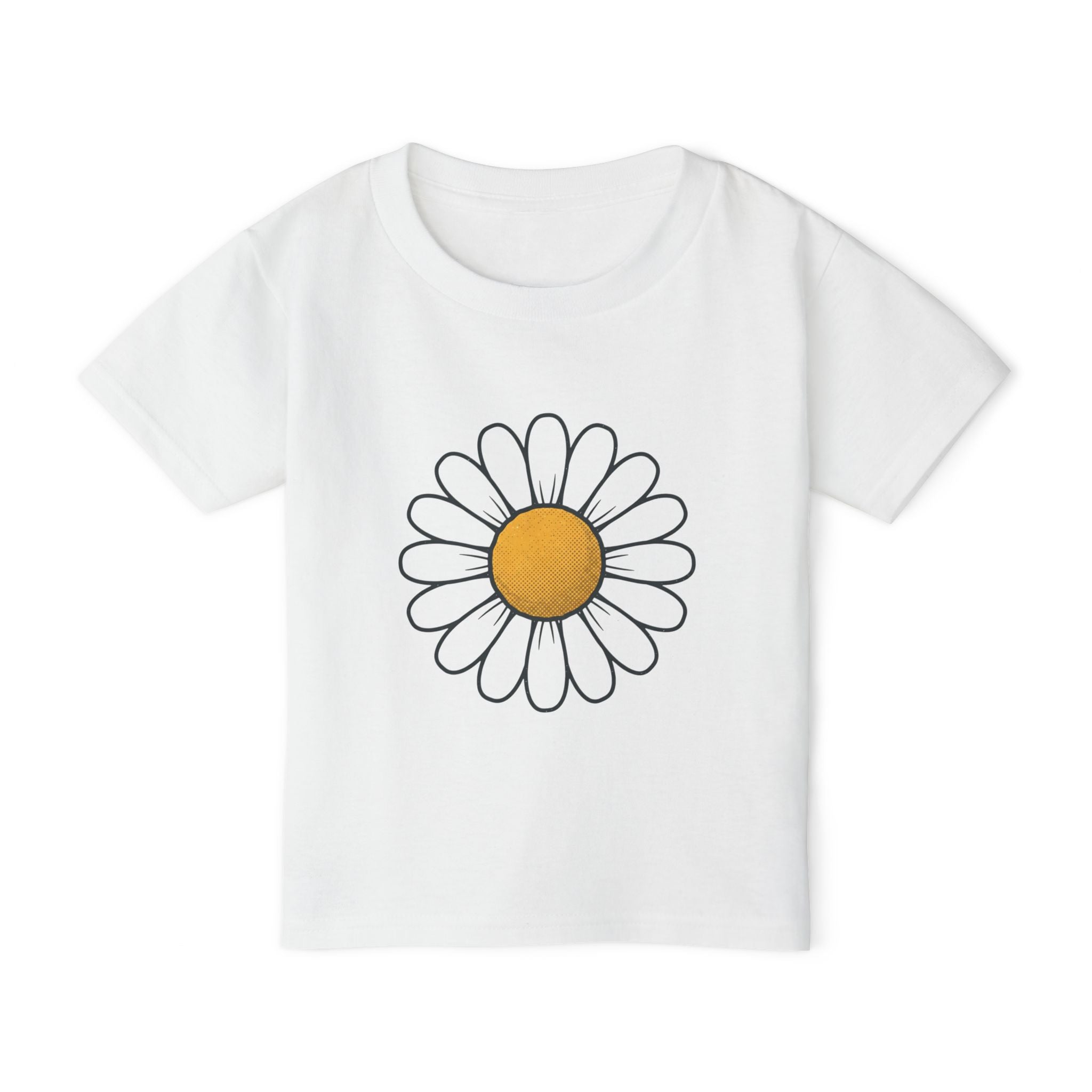 Bonita camiseta para niños pequeños con margaritas — Camiseta con estampado floral alegre para niños
