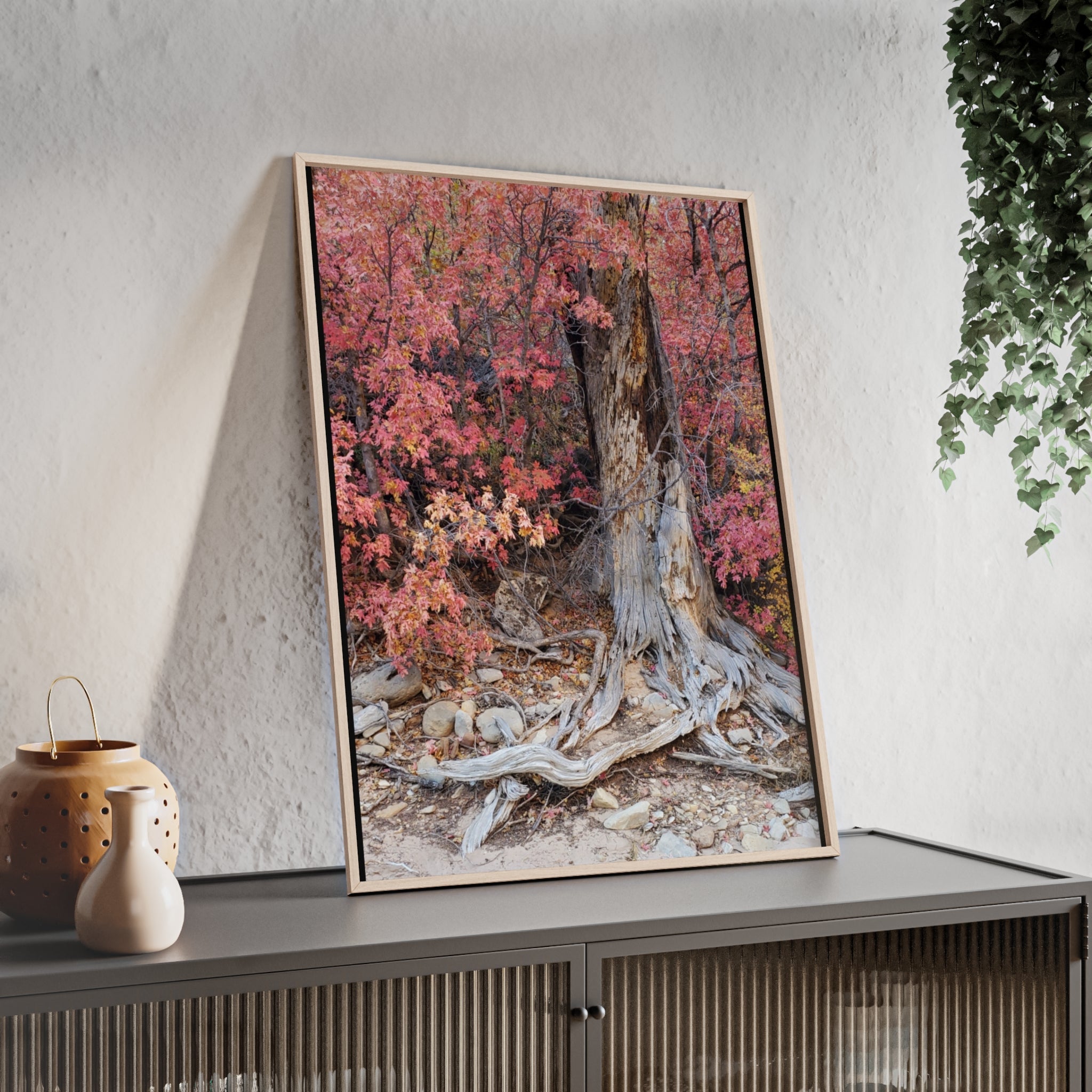 Autumn Tree Roots Poster with Wooden Frame | Fall Forest Wall Art