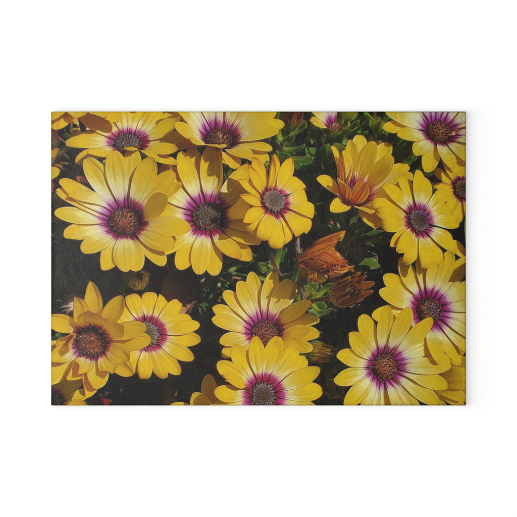 Glass Cutting Board - Yellow Daisy Floral Tempered Glass Chopping Board
