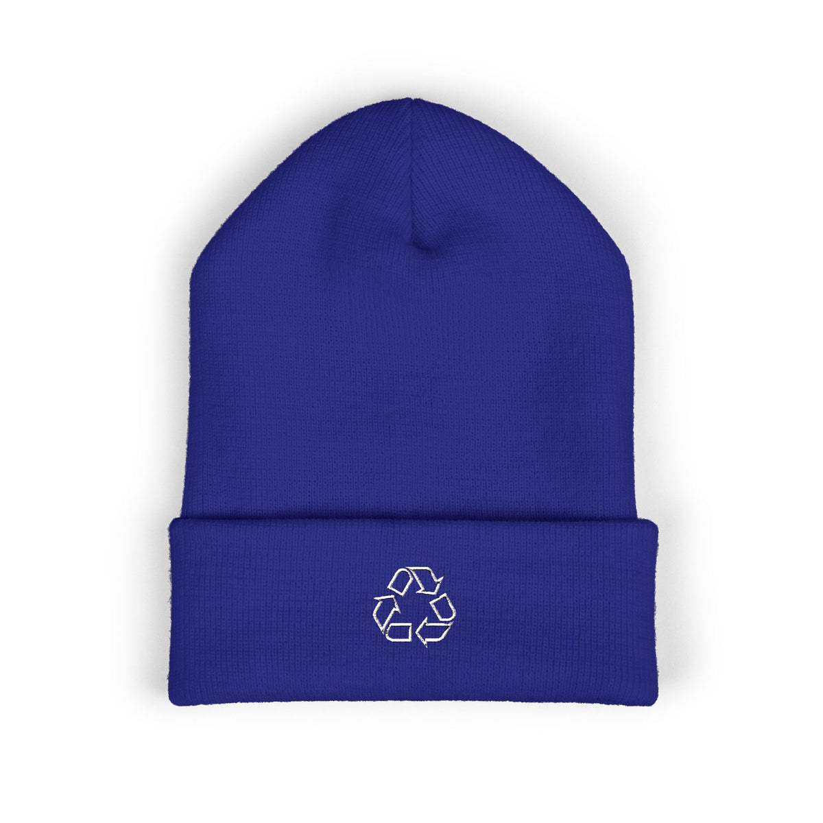 Embroidered Recycle Symbol Cuffed Beanie (Dark Colors)