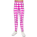 Mallas con estampado de corazones rosas para niños — Pantalones juveniles con estampado total de San Valentín