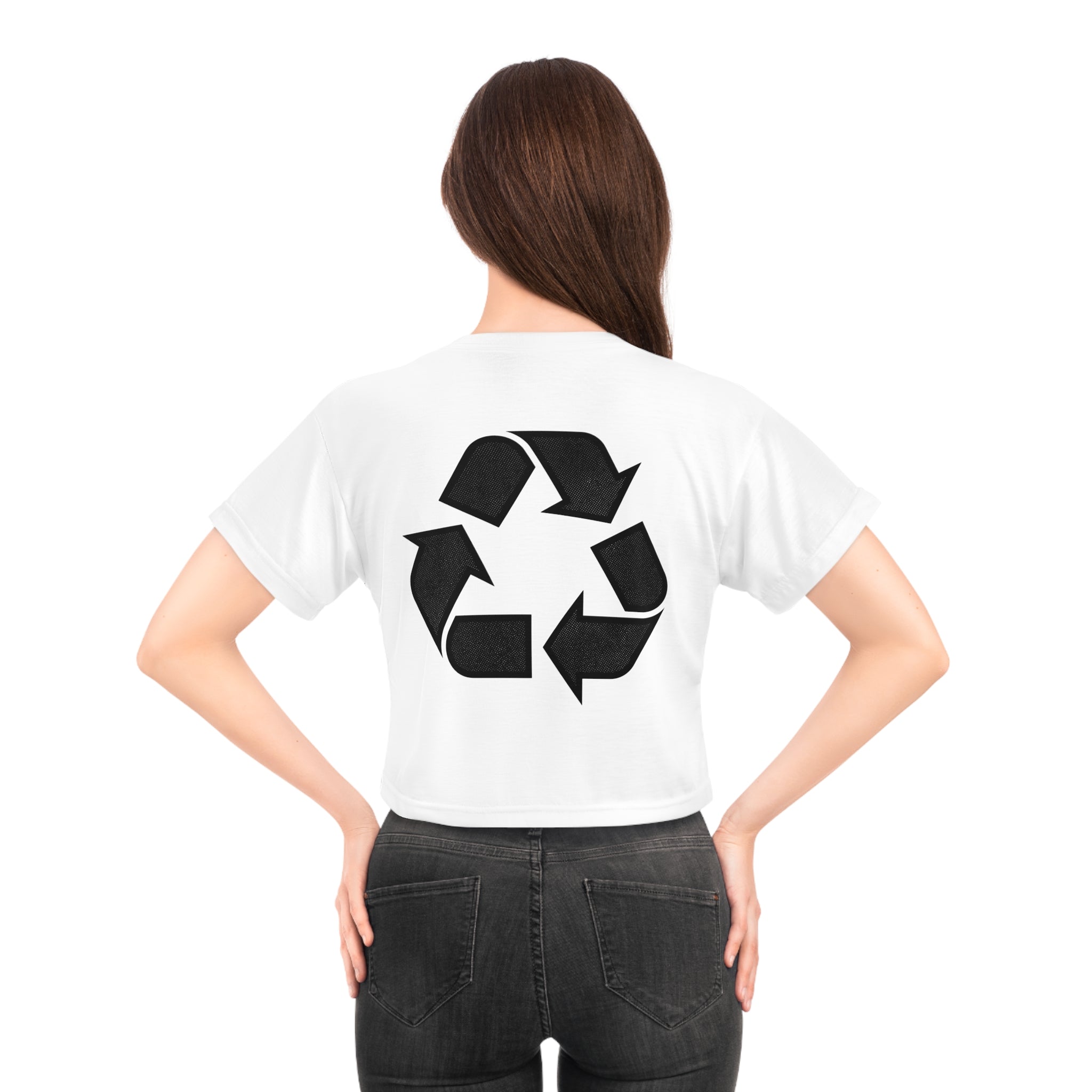 Reduce Reuse Recycle Crop Tee | Eco Recycling Symbol