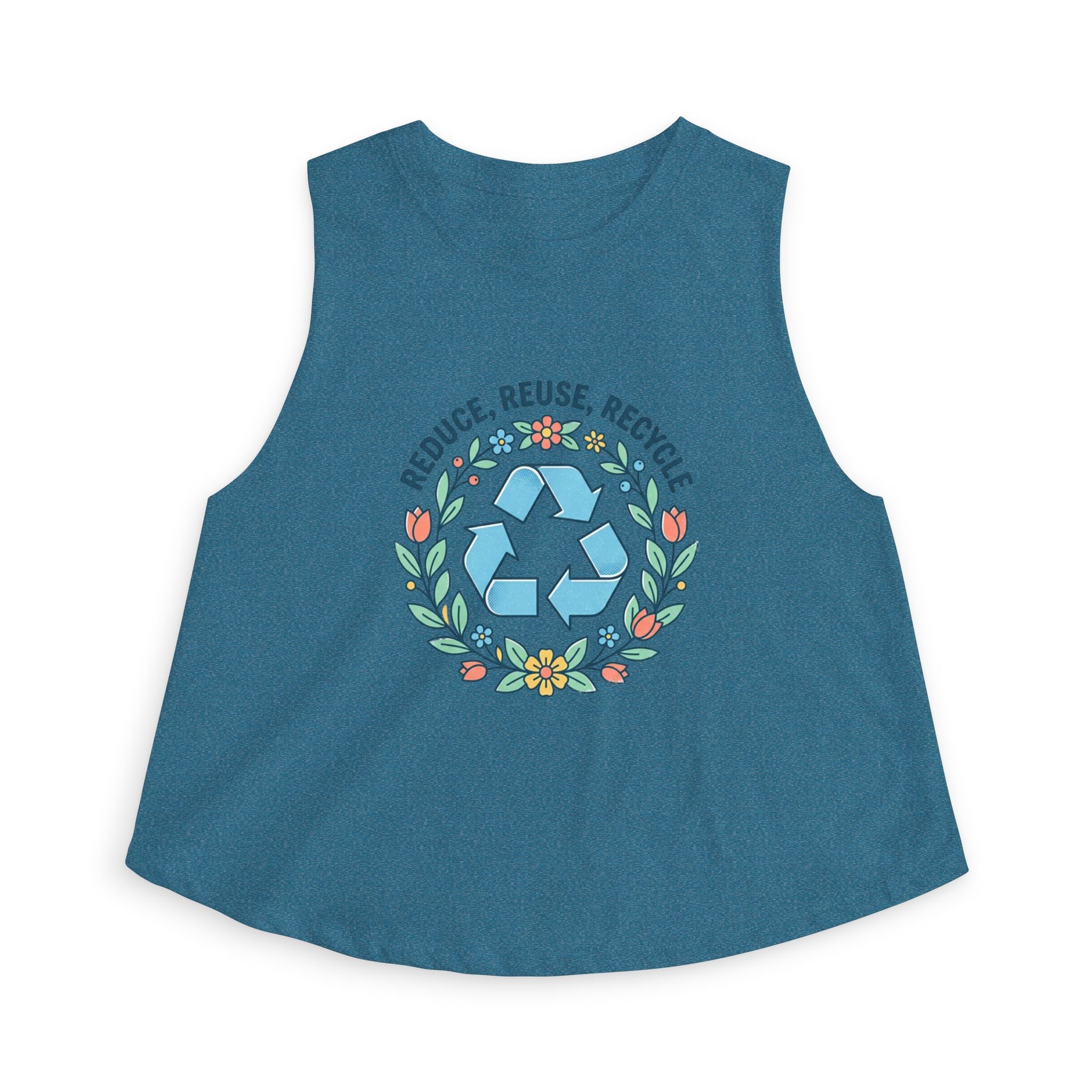Eco Floral Crop Top — "Reduce, Reuse, Recycle" Women's Crop Tank