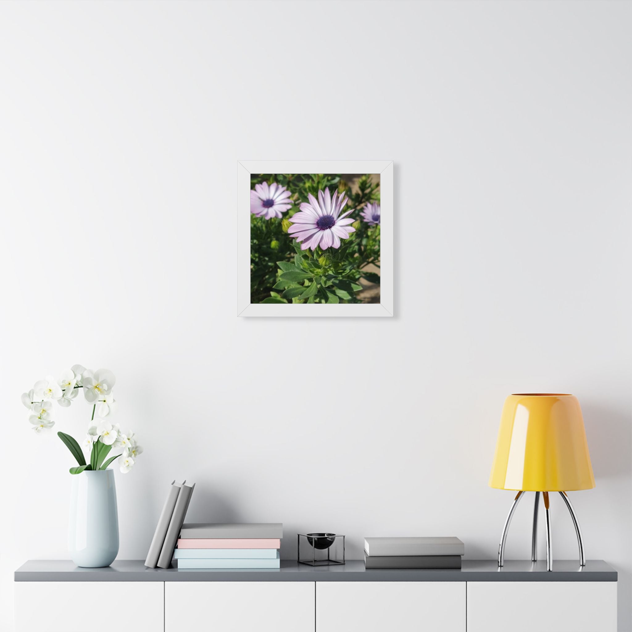 Lavender Daisy Framed Poster | Floral Wall Art, Square Print