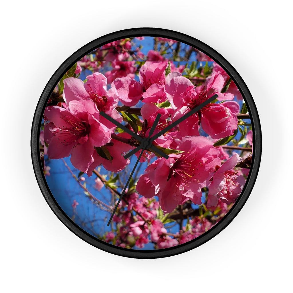 Pink Blossom Wall Clock — Floral Cherry Blossom Decorative Clock