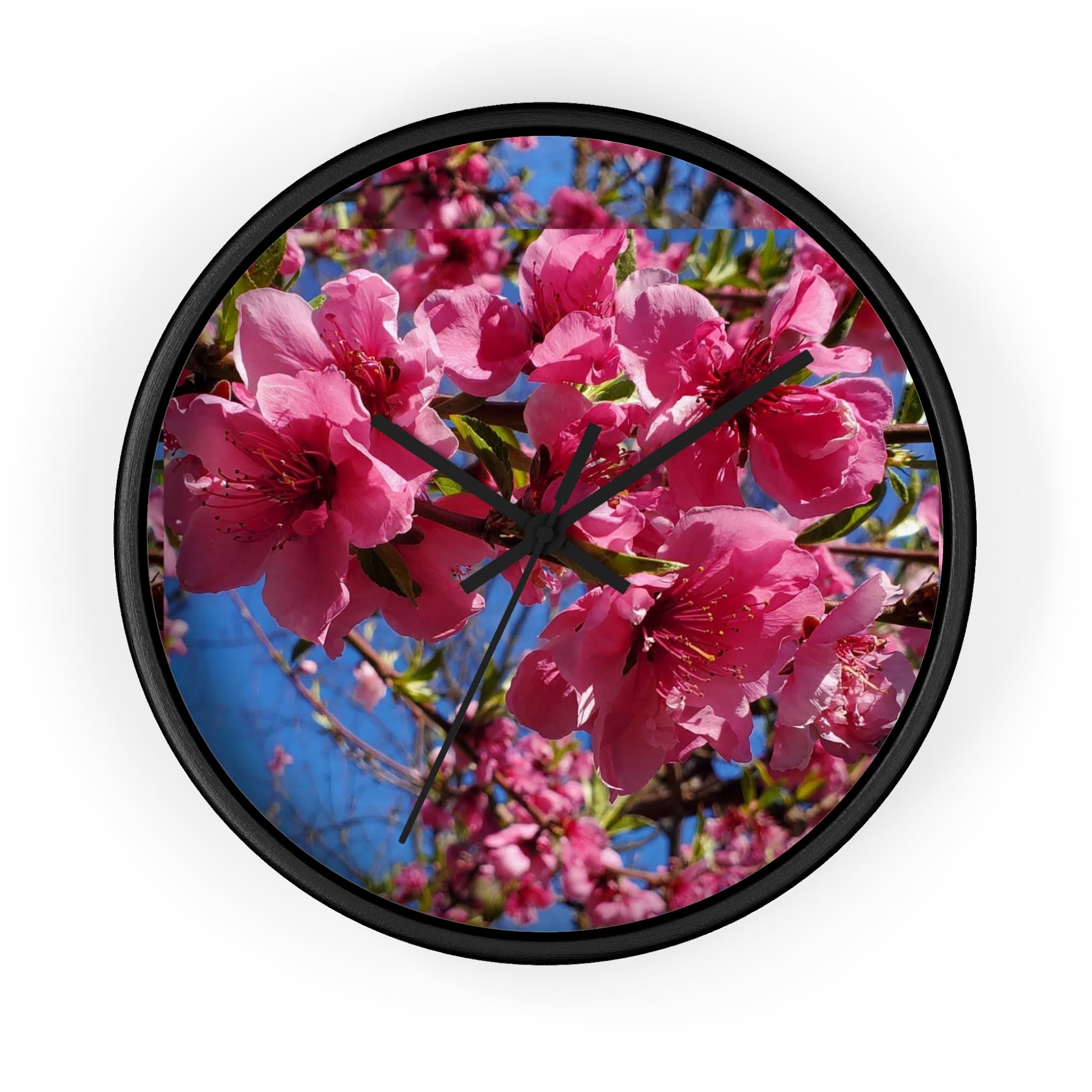 Pink Blossom Wall Clock — Floral Cherry Blossom Decorative Clock