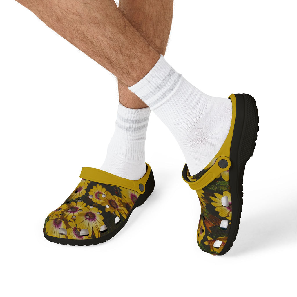 Zuecos de Goma EVA Margaritas Amarillas - Zapatos sin Cordones para Jardín con Flores
