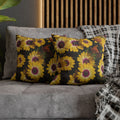 Funda de almohada cuadrada de lona de poliéster con diseño floral de margarita amarilla | Decoración botánica para el hogar