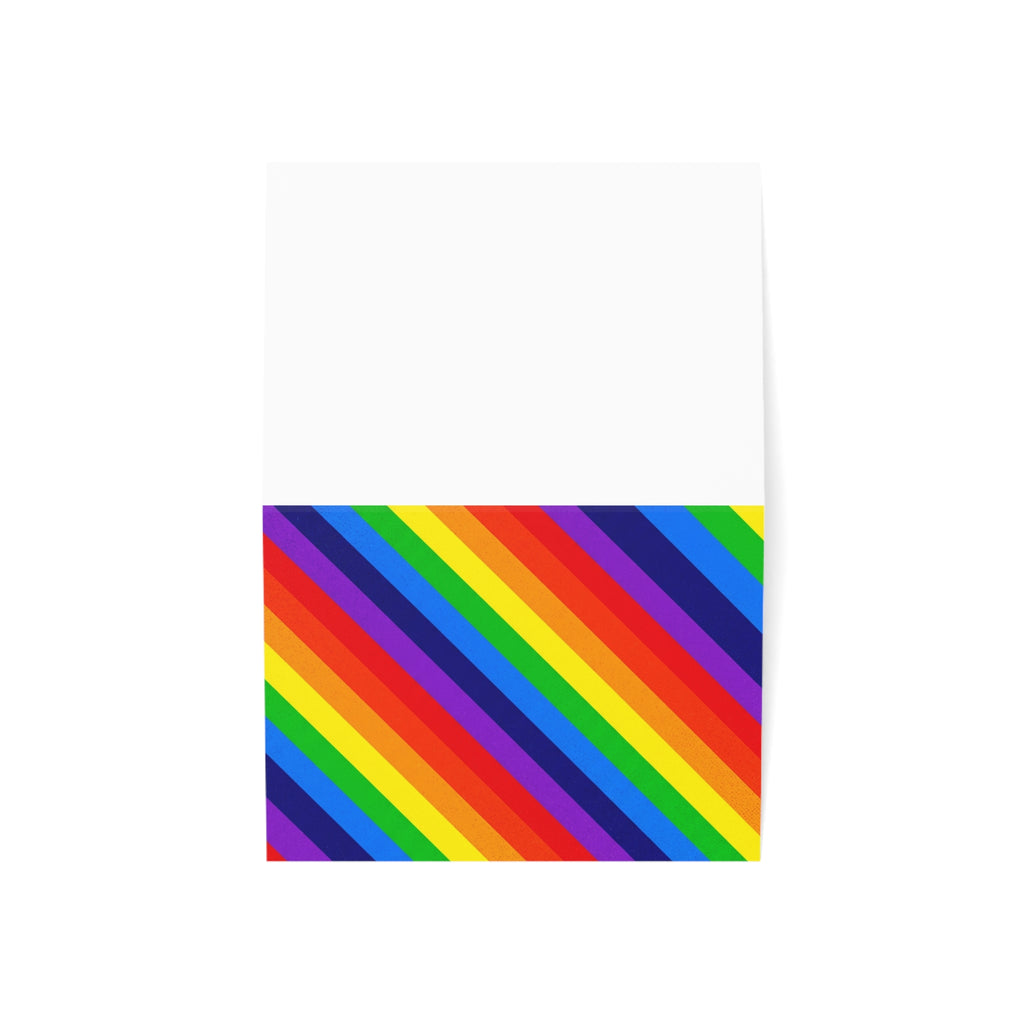 Rainbow Diagonal Stripes Greeting Cards — Pride Celebration Note Cards