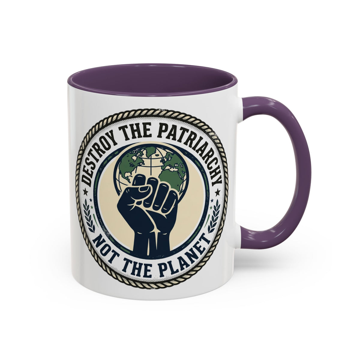 Destroy the Patriarchy Not the Planet Coffee Mug – Feminist Eco Justice Accent Mug (11/15oz)