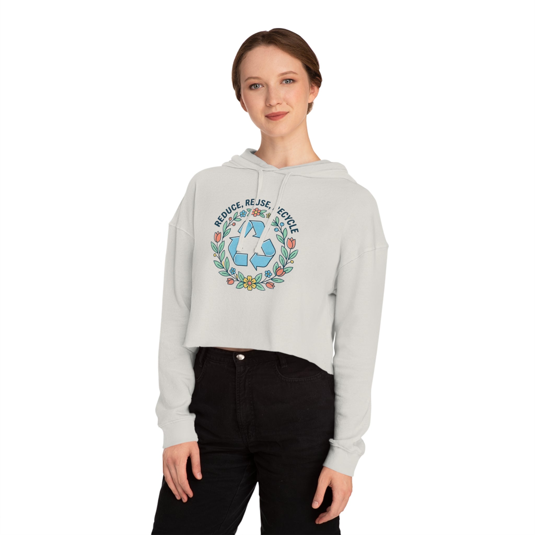 Sudadera Corta Eco Floral — "Reduce, Reutiliza, Recicla"