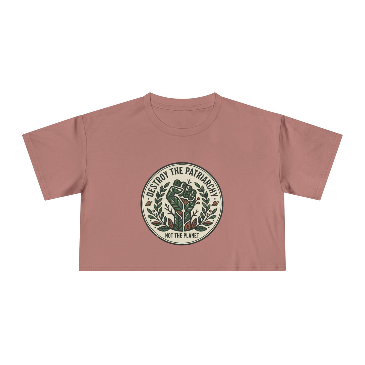 Destroy The Patriarchy Rose Emblem Crop Tee