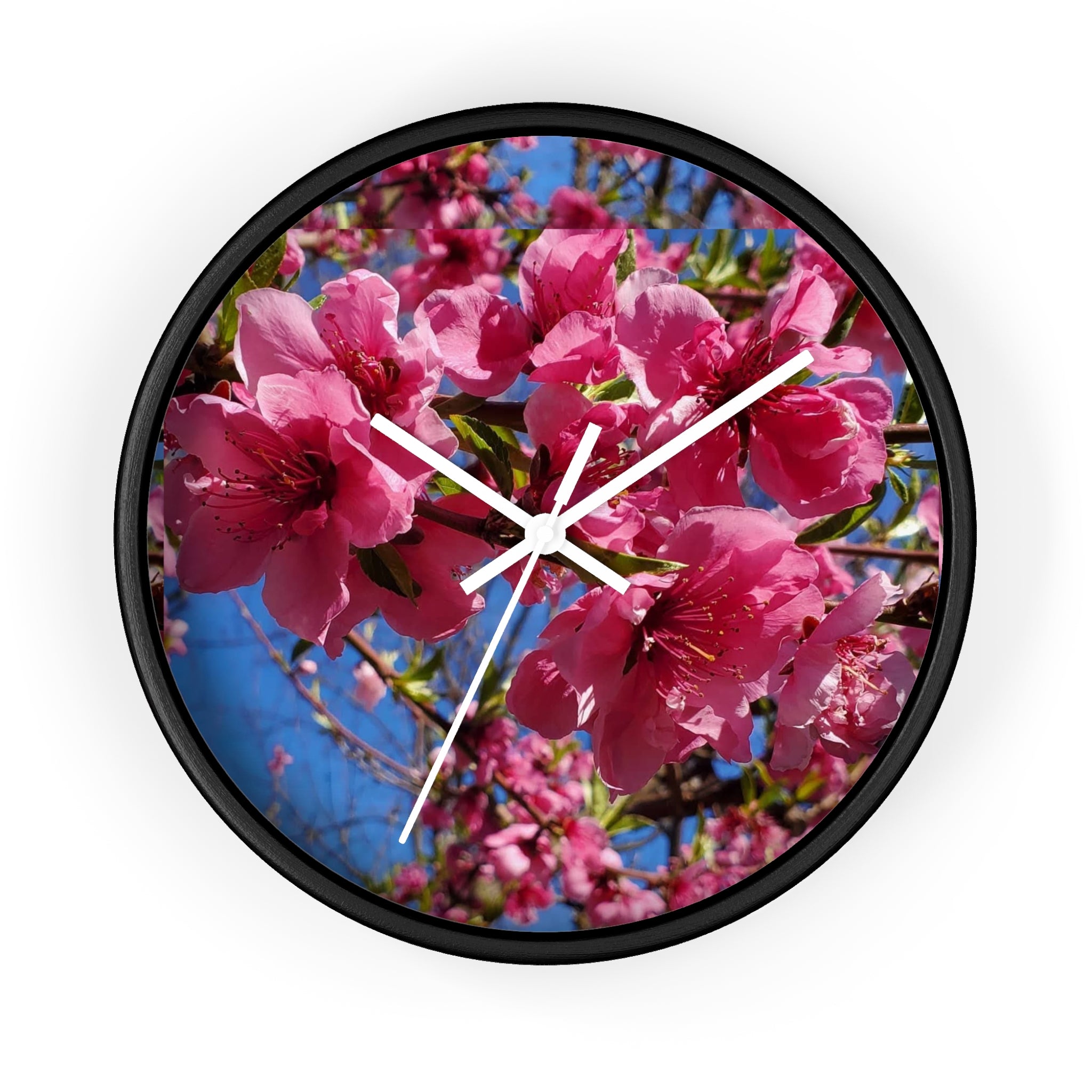 Pink Blossom Wall Clock — Floral Peach Blossom Decorative Clock