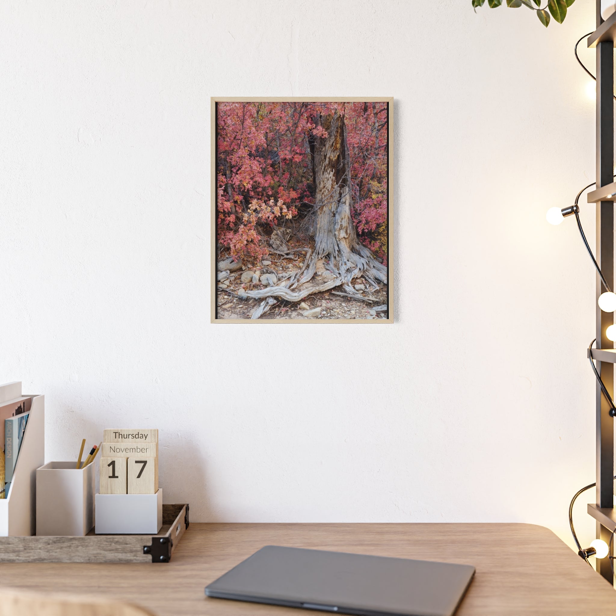 Autumn Tree Roots Poster with Wooden Frame | Fall Forest Wall Art