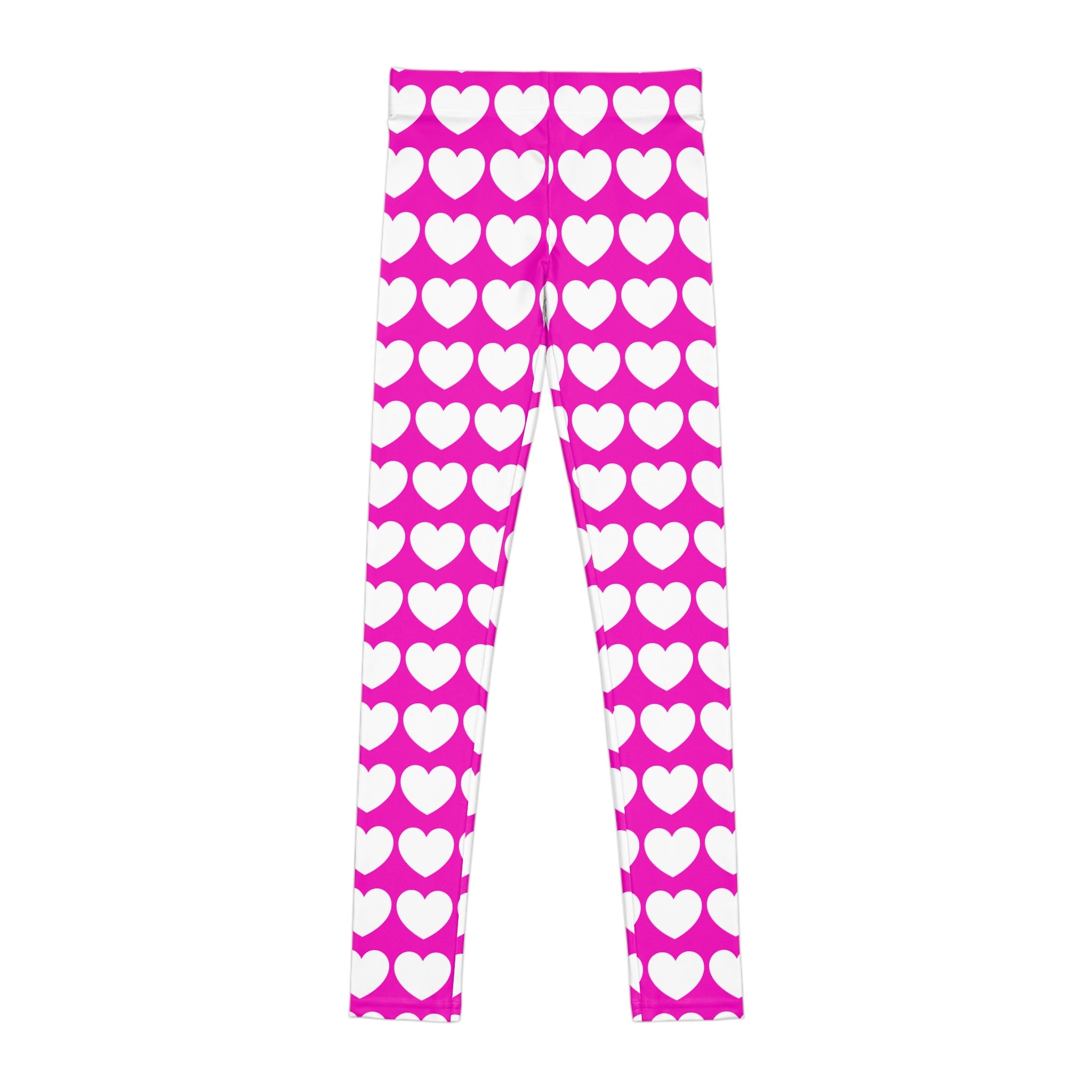 Mallas con estampado de corazones rosas para niños — Pantalones juveniles con estampado total de San Valentín