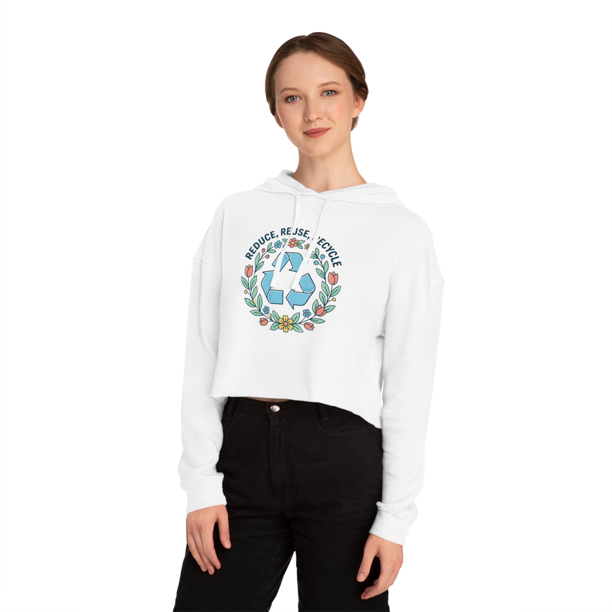 Sudadera Corta Eco Floral — "Reduce, Reutiliza, Recicla"