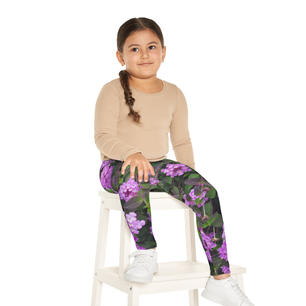 Mallas florales para niñas — Estampado integral de lantana morada