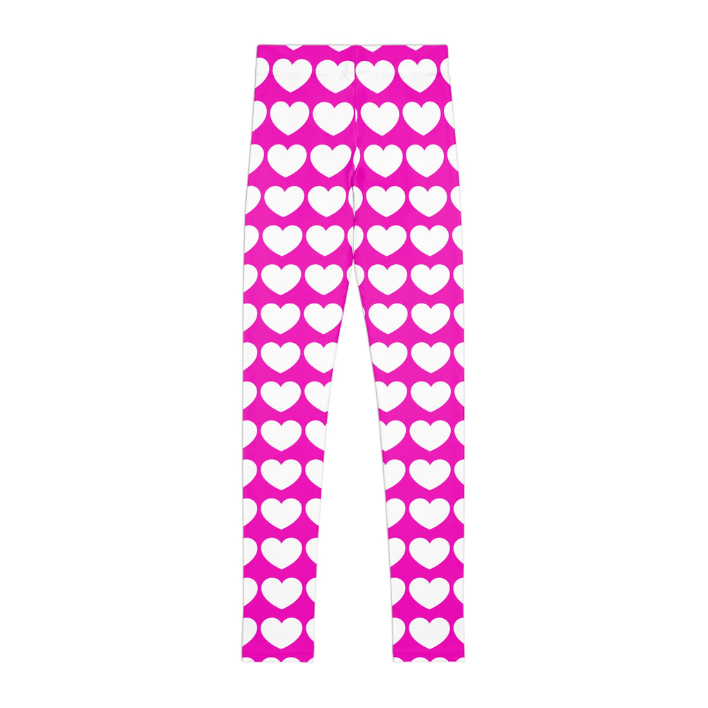 Mallas con estampado de corazones rosas para niños — Pantalones juveniles con estampado total de San Valentín