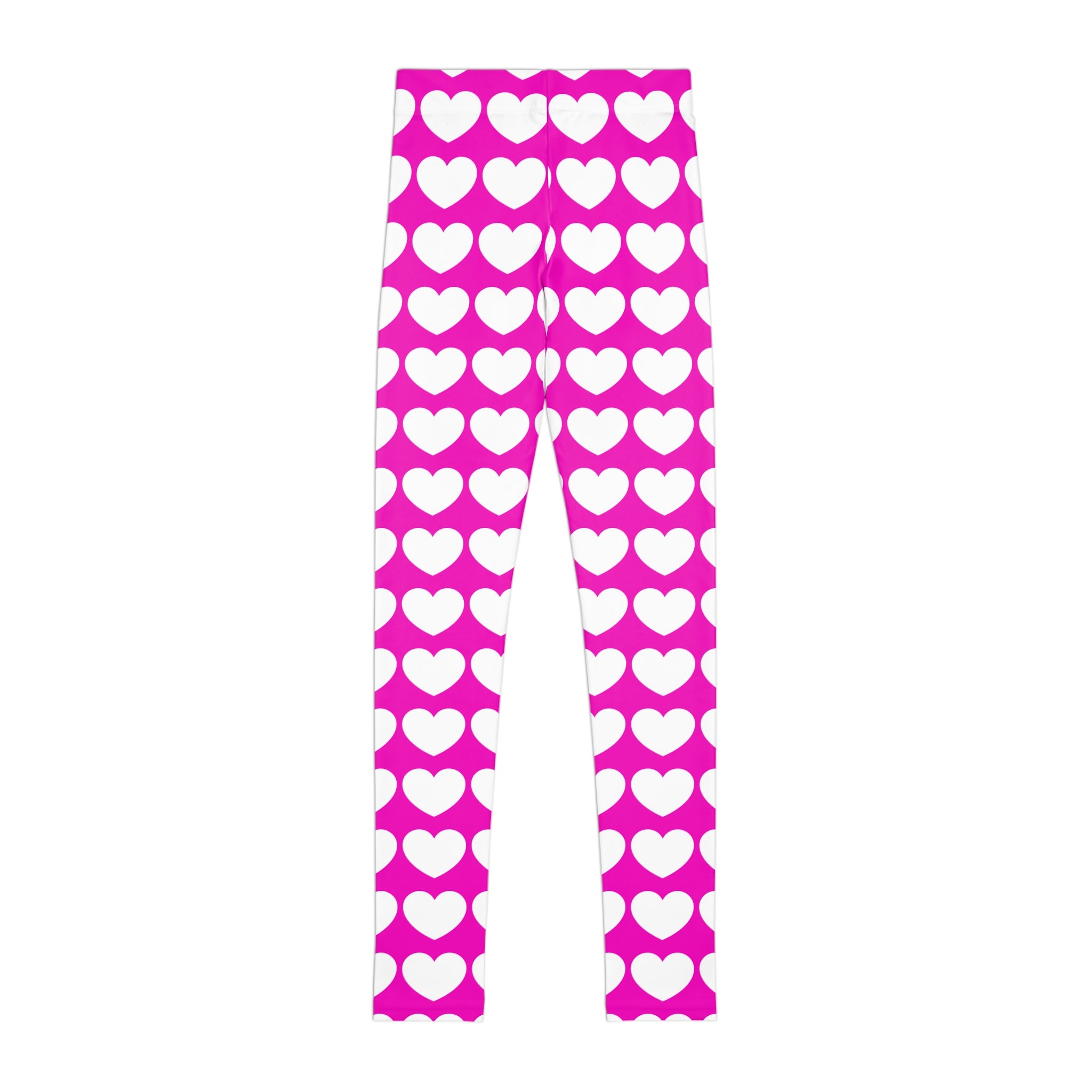Mallas con estampado de corazones rosas para niños — Pantalones juveniles con estampado total de San Valentín