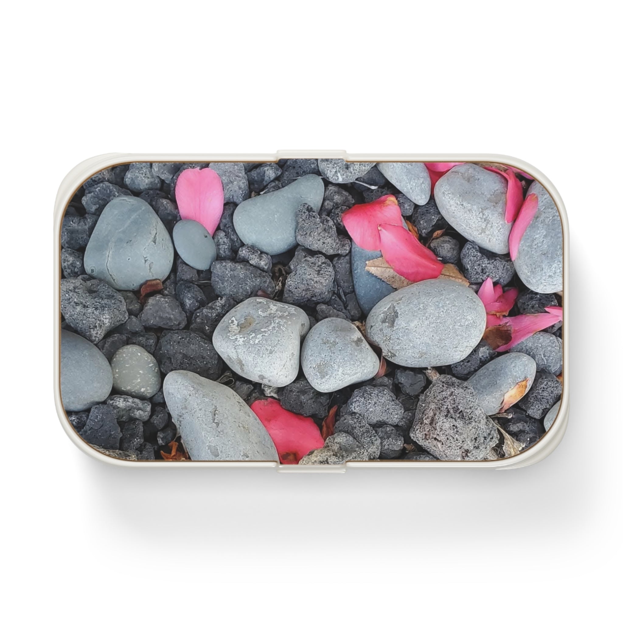 Pink Petals on Pebbles Bento Lunch Box | Floral Stone Photo