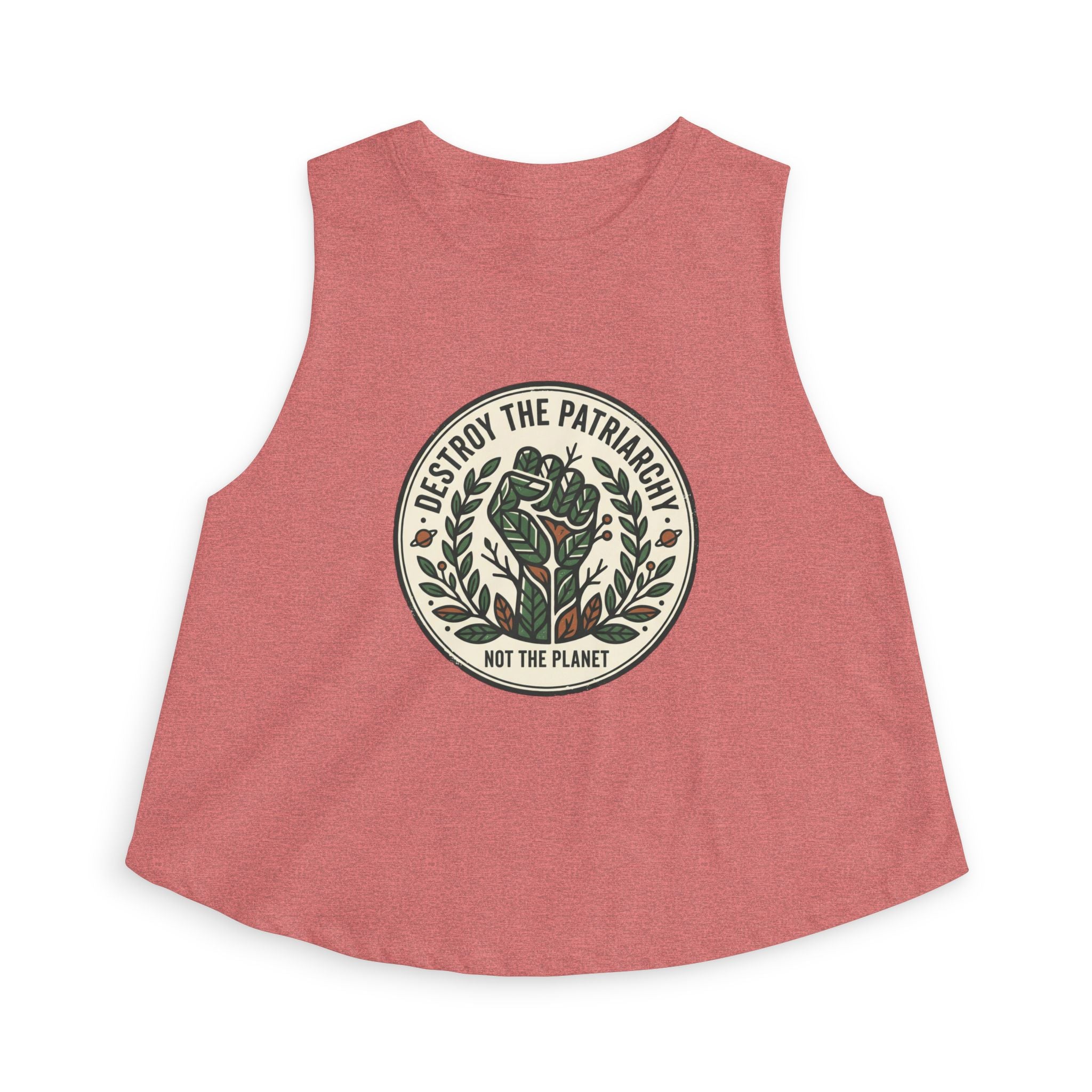 Crop Top - "Destroy the Patriarchy, Not the Planet" Eco-Feminist Graphic Tank