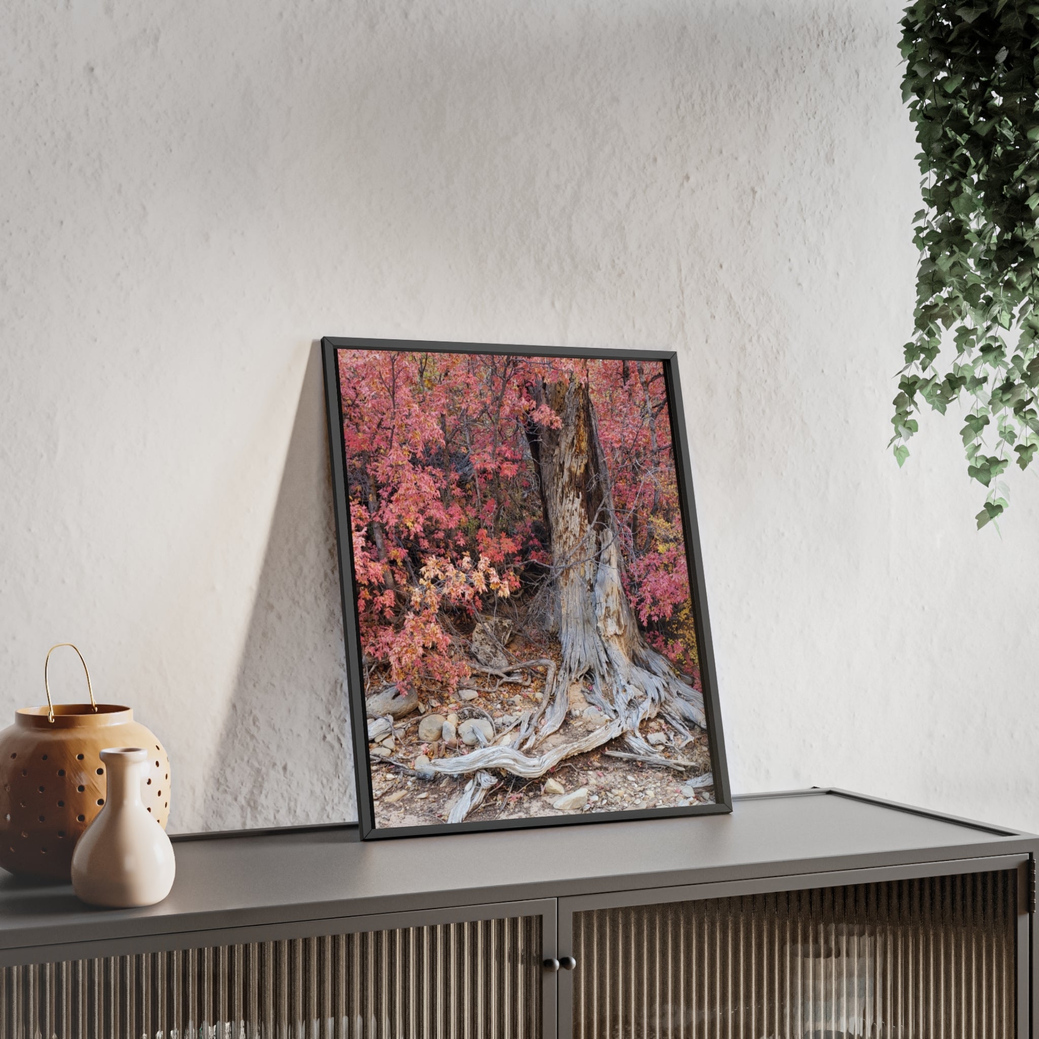 Autumn Tree Roots Poster with Wooden Frame | Fall Forest Wall Art