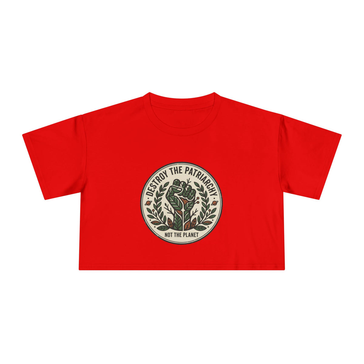 Destroy The Patriarchy Rose Emblem Crop Tee